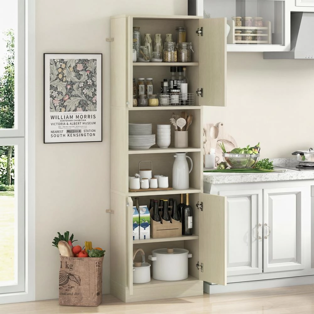 Hivvago Kitchen Pantry Cabinet Tall Cupboard With Doors And Shelves