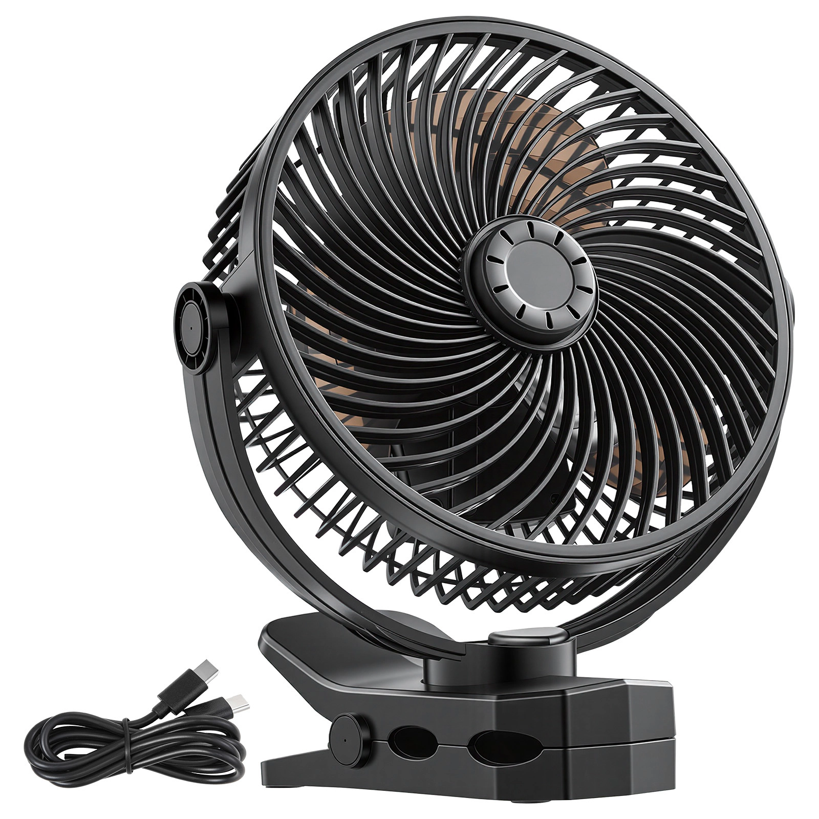 HONGGE Portable Clip Fan Rechargeable On USB Port with 3 Speeds & Circulation Mode Strong Airflow Sturdy Clamp