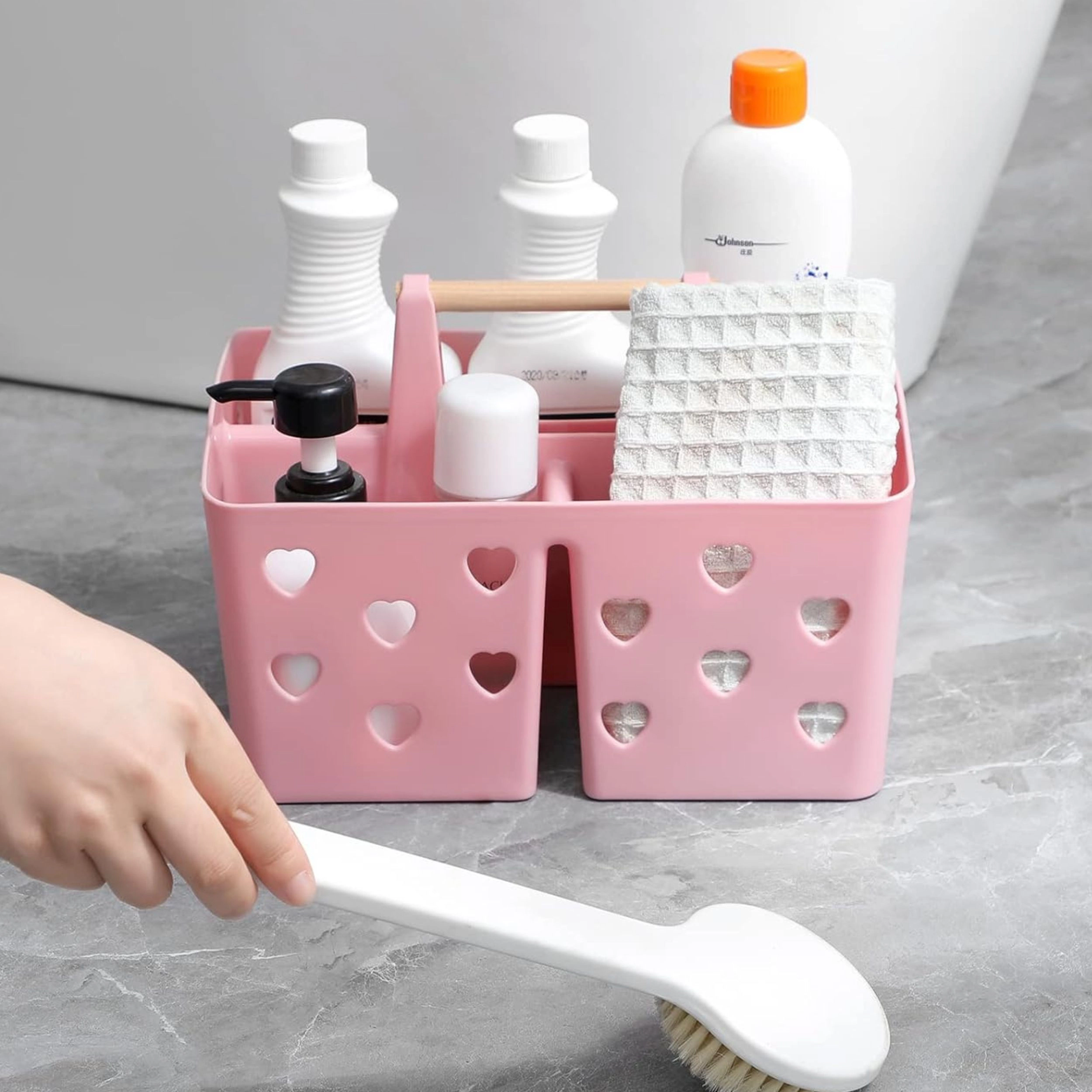 Stock Preferred Portable Plastic Shower Caddy with Handle Divided Bathroom Organizer Tote