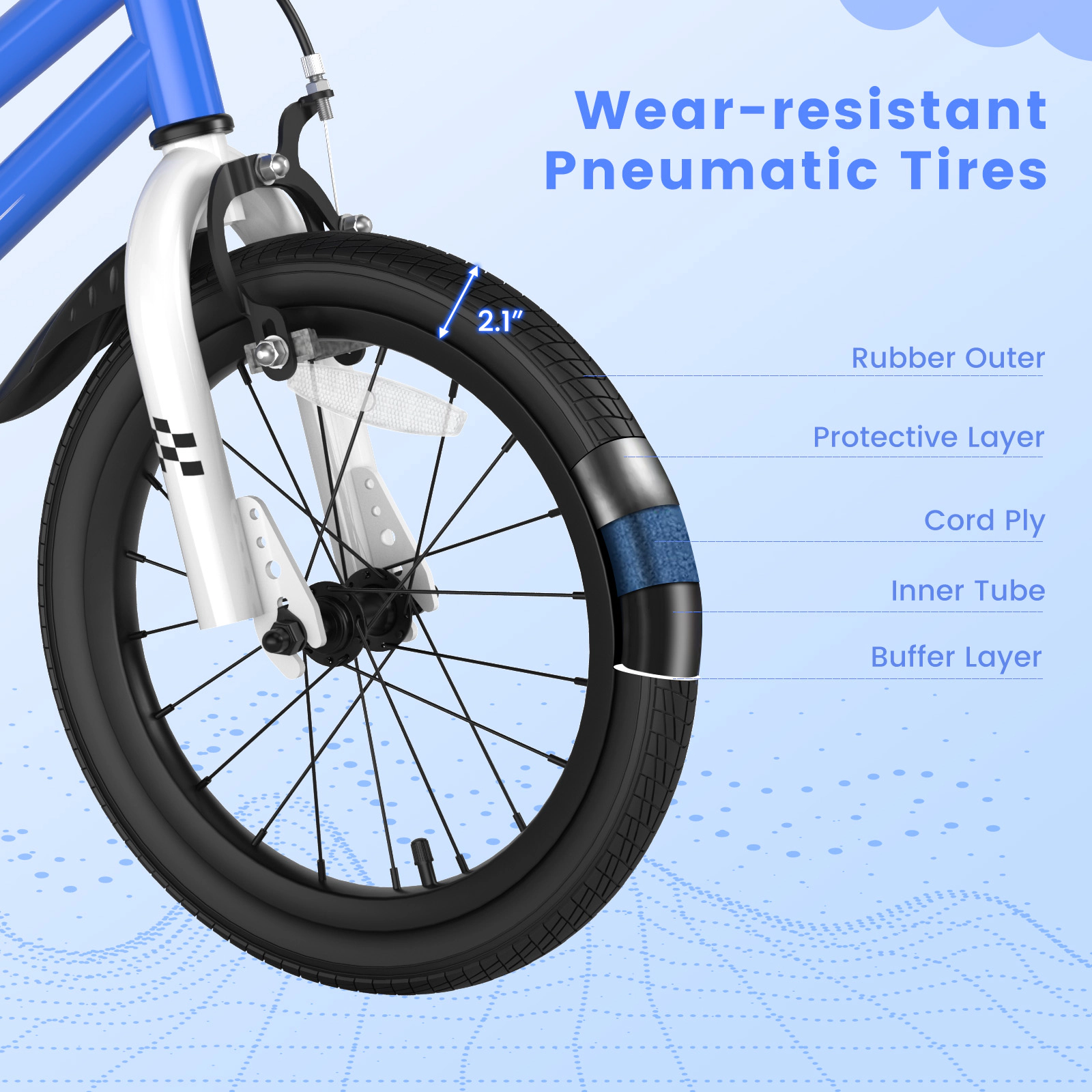16-in Kids Bike Removable Training Wheels Short-Reach Hand Brake Coaster Brake Adjustable Seat Ages 4-7 Navy