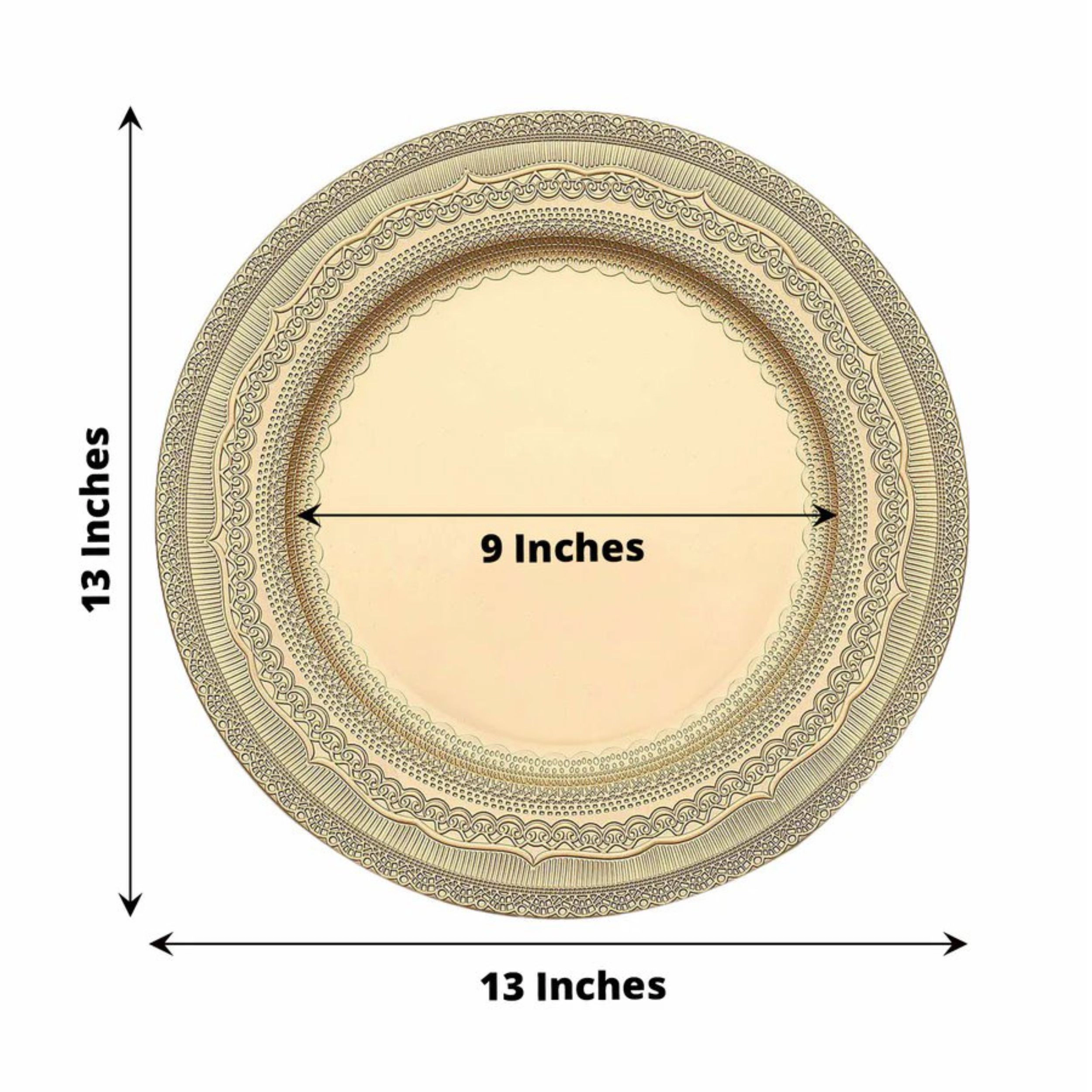 Home Collection Set of 6 Lace Embossed Round Charger Plates
