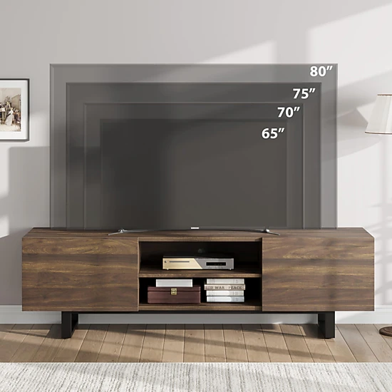 BebreezChic Industrial TV Stand for 80 Inch, Modern Entertainment ...