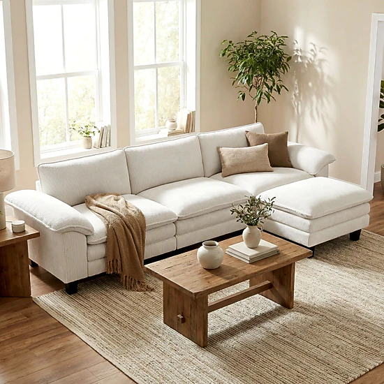 Hivvago L-Shaped Sectional Sofa With Movable Ottoman