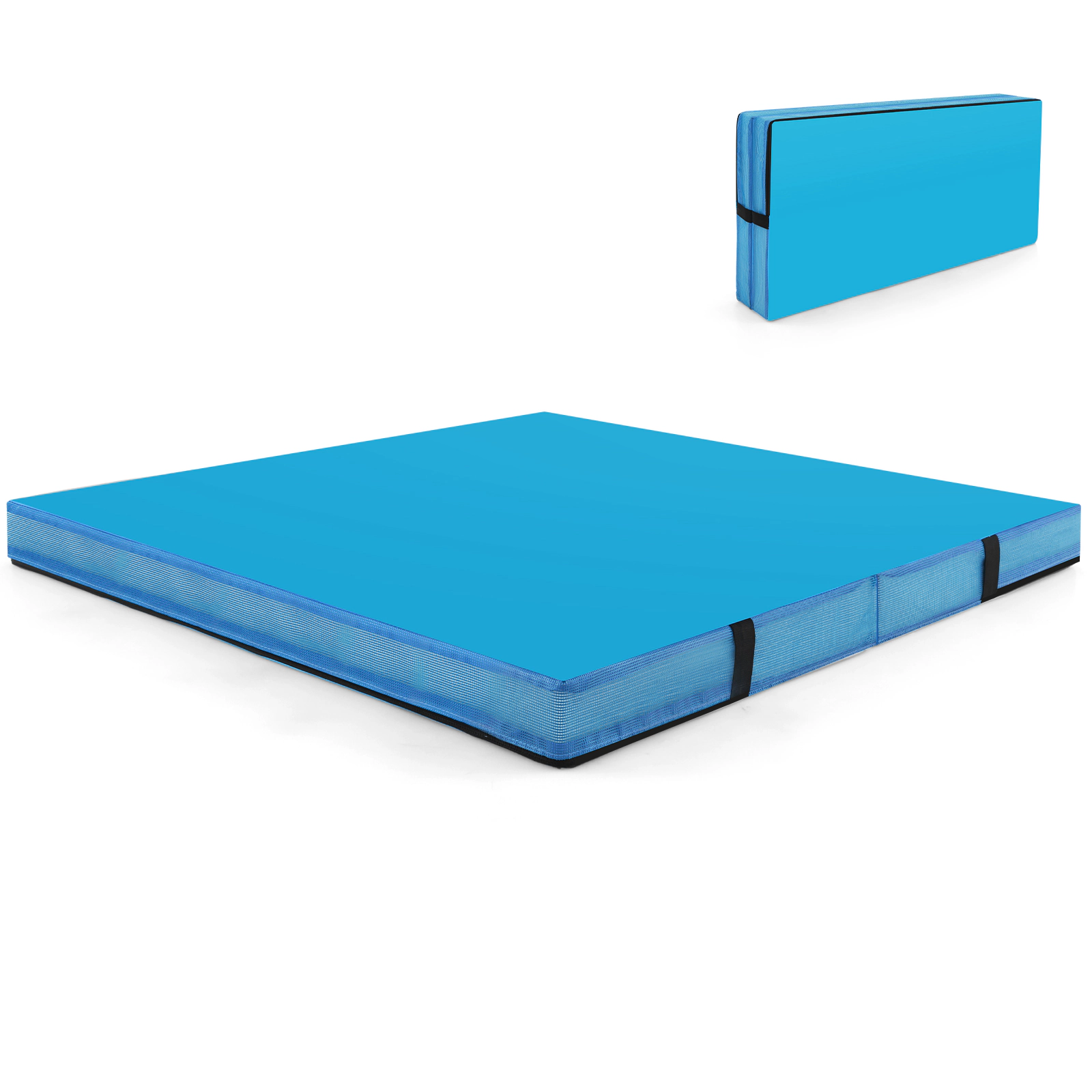 SUGIFT Bi-Folding Gymnastic Tumbling and Yoga Mat 4-in Thick with Handles Pink/Purple/Blue