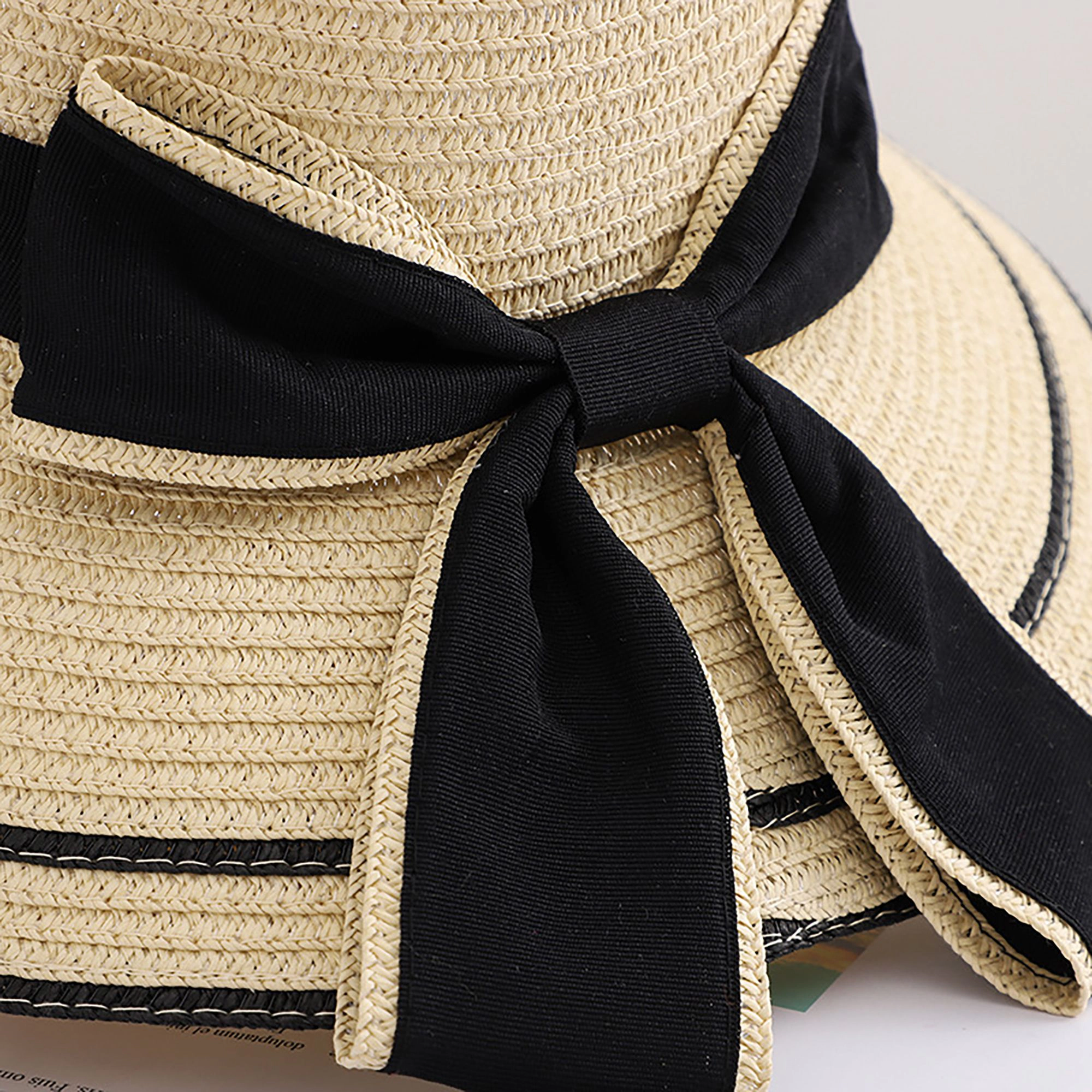 Anna-Kaci Womens Straw Sun Hat with Bow Detail Lightweight Breathable Summer Beach