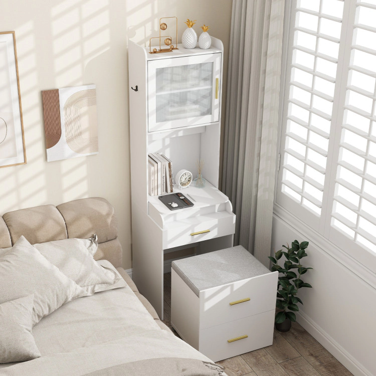 Hivvago Makeup Vanity With Power Outlets And Flip-Top Mirror And Storage Stool