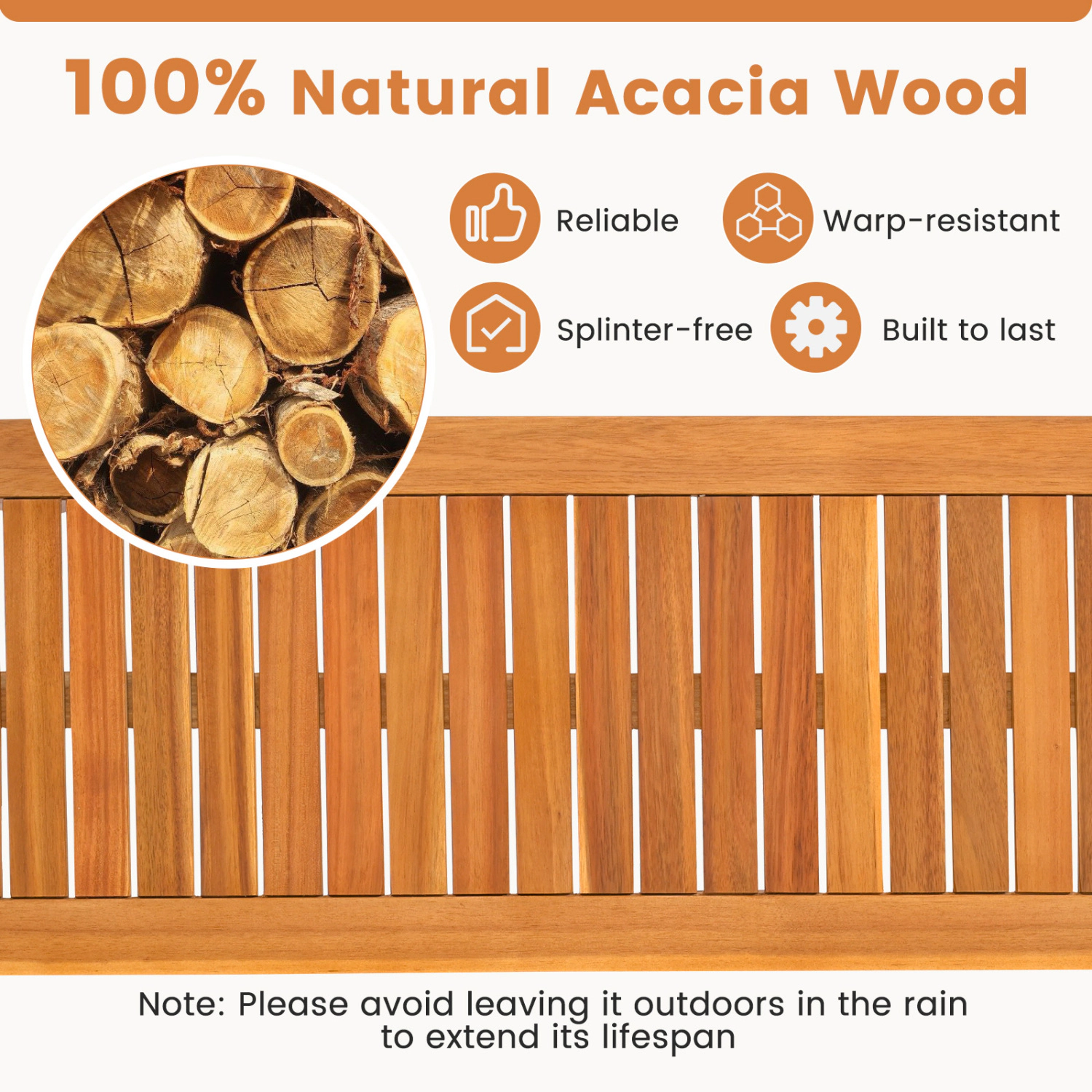 Slickblue 6 Piece Acacia Wood Dining Set Outdoor Patio Table Chairs Bench