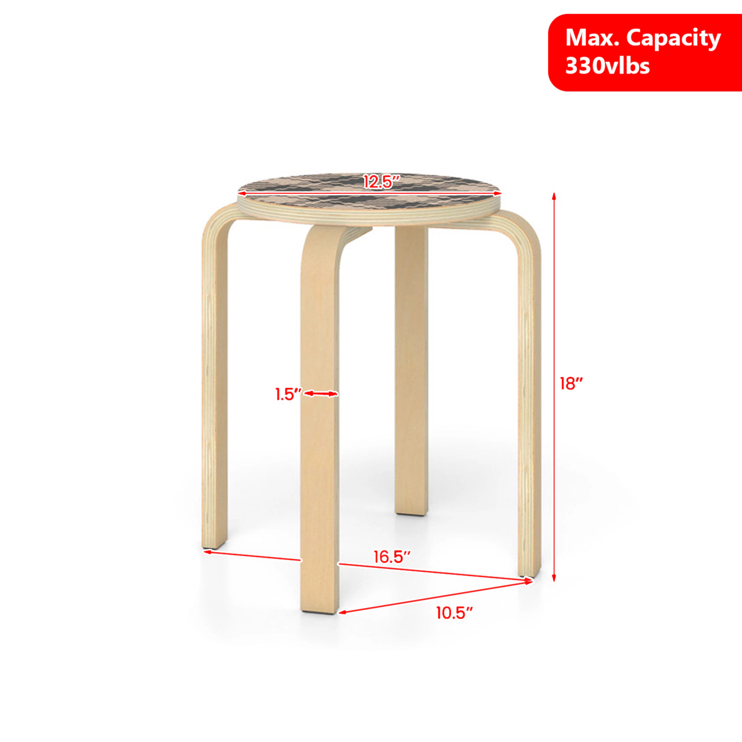 Hivvago Set Of 4 Stackable Bentwood Dining Chairs With Round Top