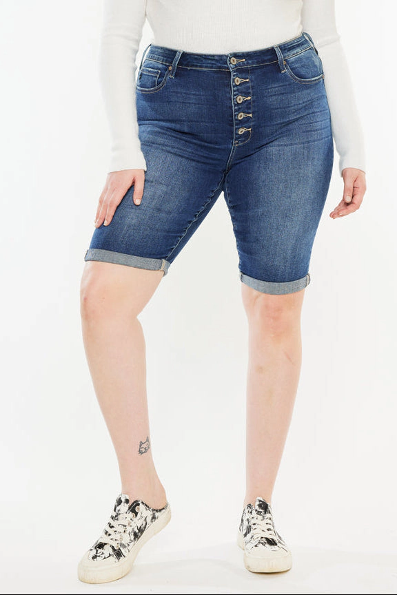 KanCan Women's Plus High Rise Bermuda Shorts Tatiana