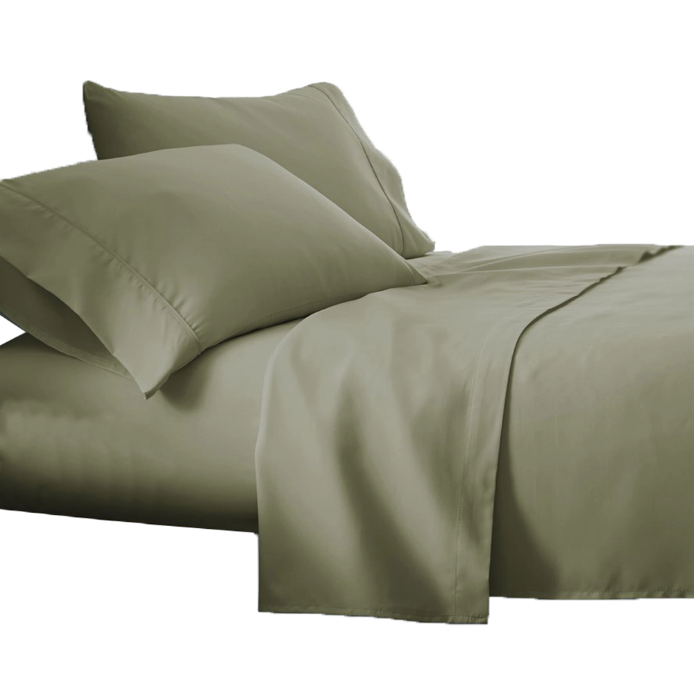 Plazatex Luxurious Ultra Soft 100% Cotton Moisture Wicking Solid Color 4 Pieces Sheet Set Queen Sage