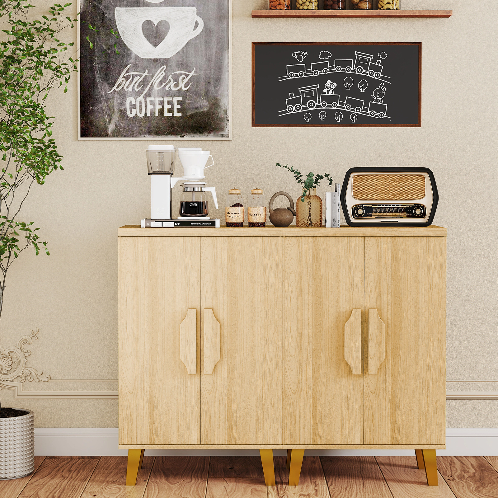LJG Buffet Cabinet with Double Doors and Raised Legs