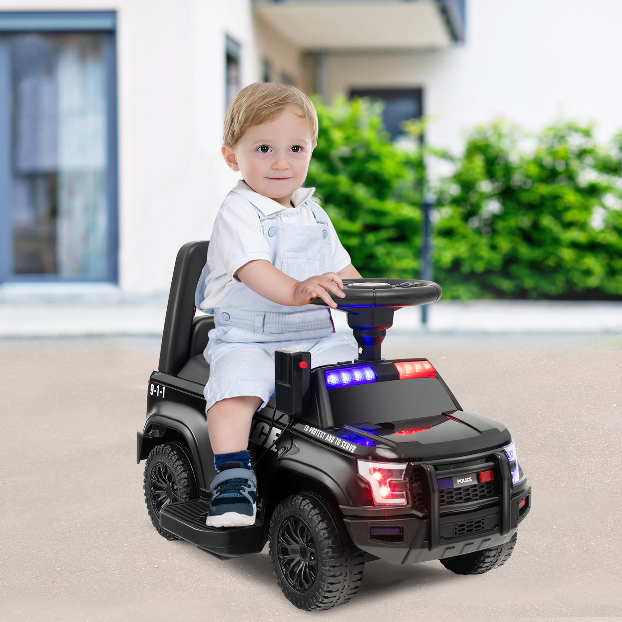 Costway 2-in-1 6V Kids Ride On Car Toddler Push Car w/ Megaphone & Siren