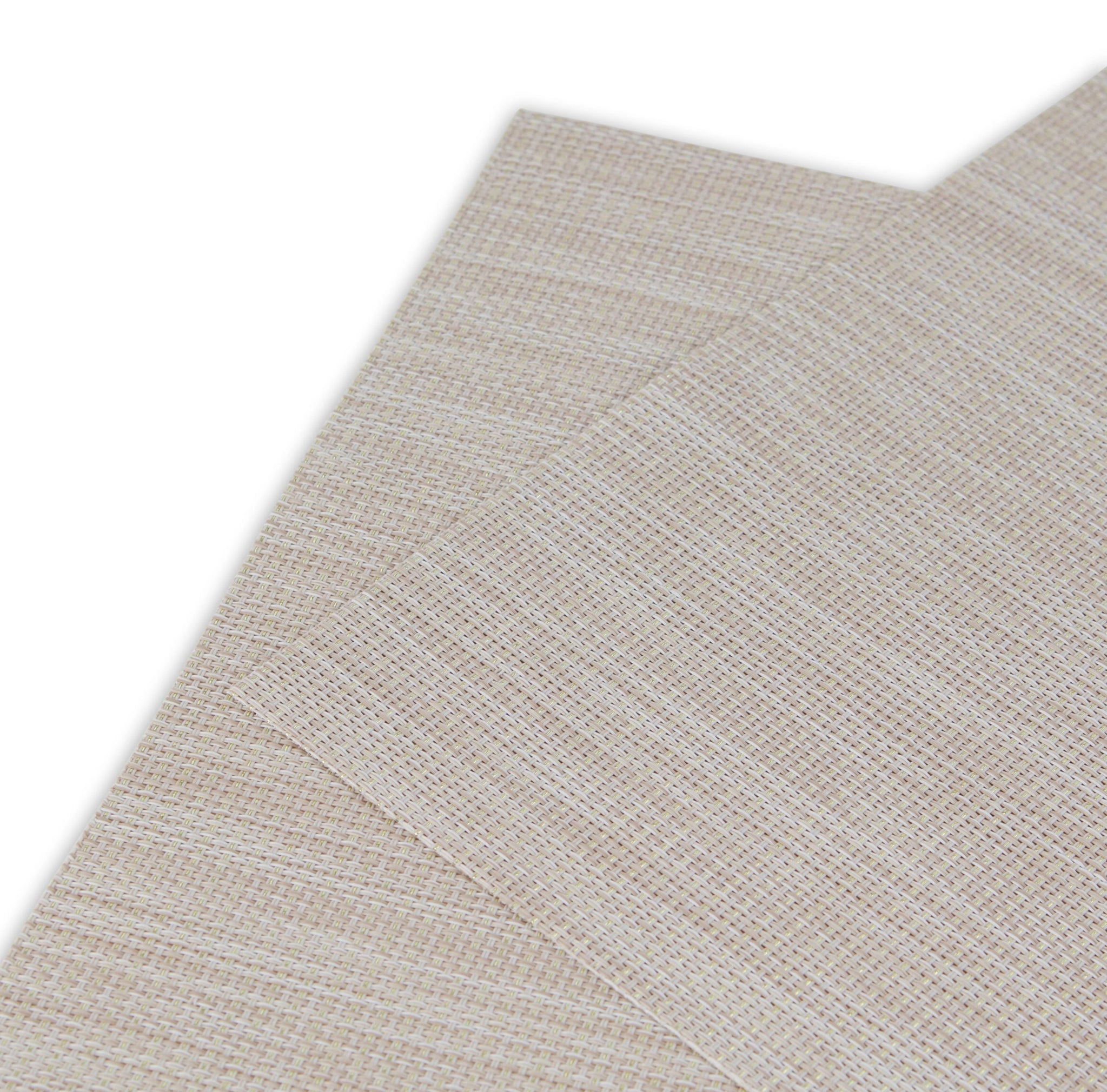 Dainty Home Natural Shimmer Woven Vinyl Reversible Rectangular 12" x 18" Placemat Set of 6
