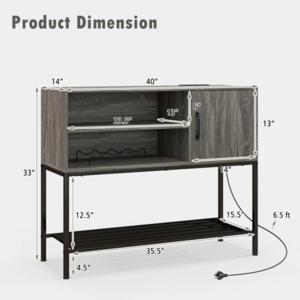 Hivvago Buffet Sideboard Coffee Bar Cabinet With Power Outlets And Usb Ports