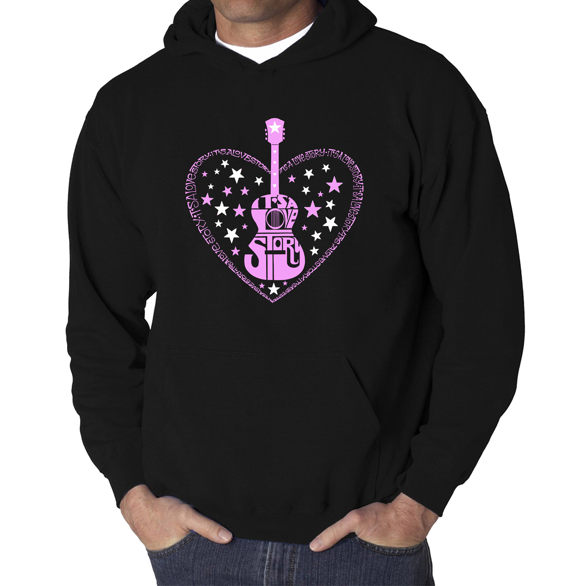 LA Pop Art It's A Love Story - Men's Word Hooded Sweatshirt