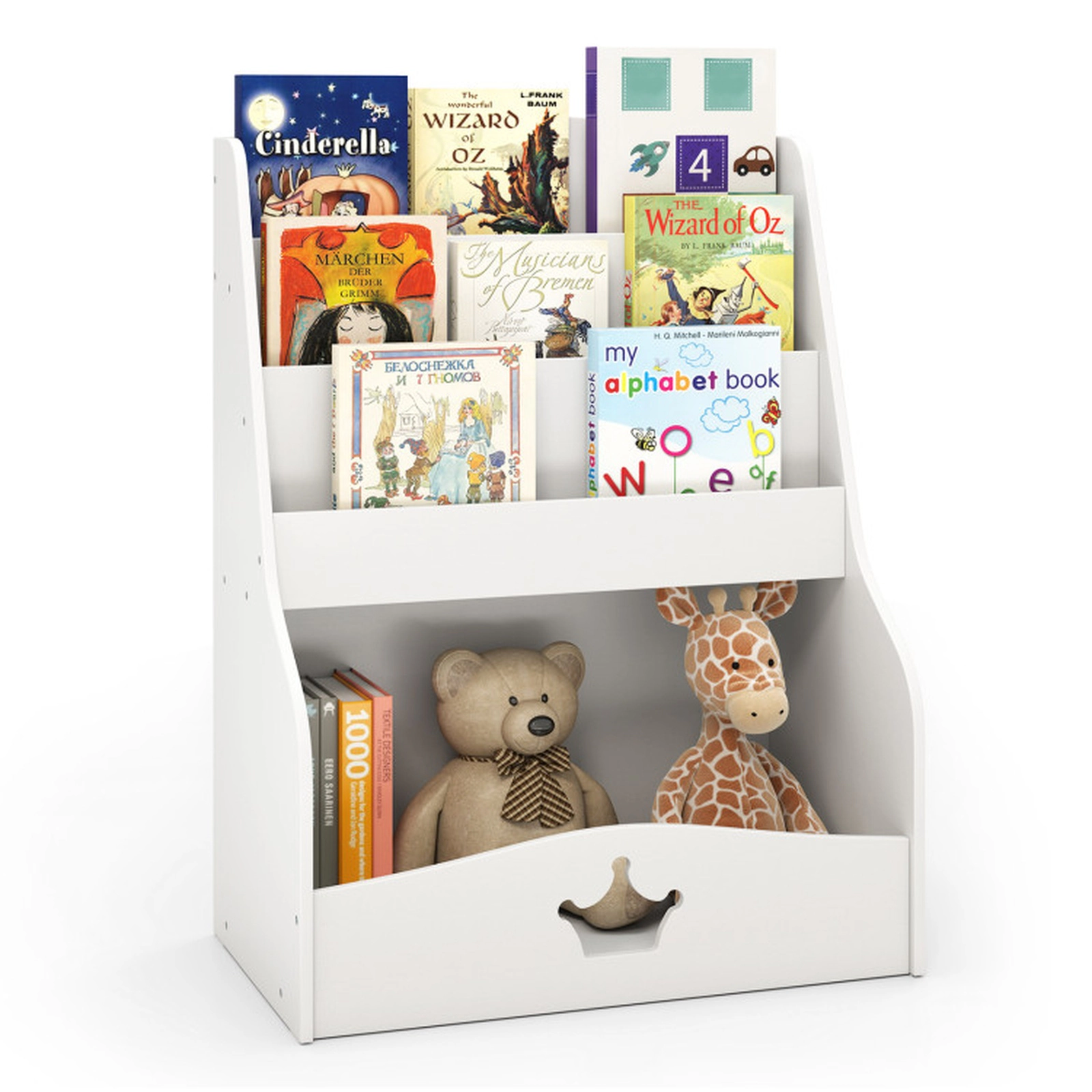 SUGIFT Kids 4-Tier MDF Open Compartment Toddler Bookshelf 24.5-in x 14-in x 31.5-in 80-lb Capacity Ages 3+ White