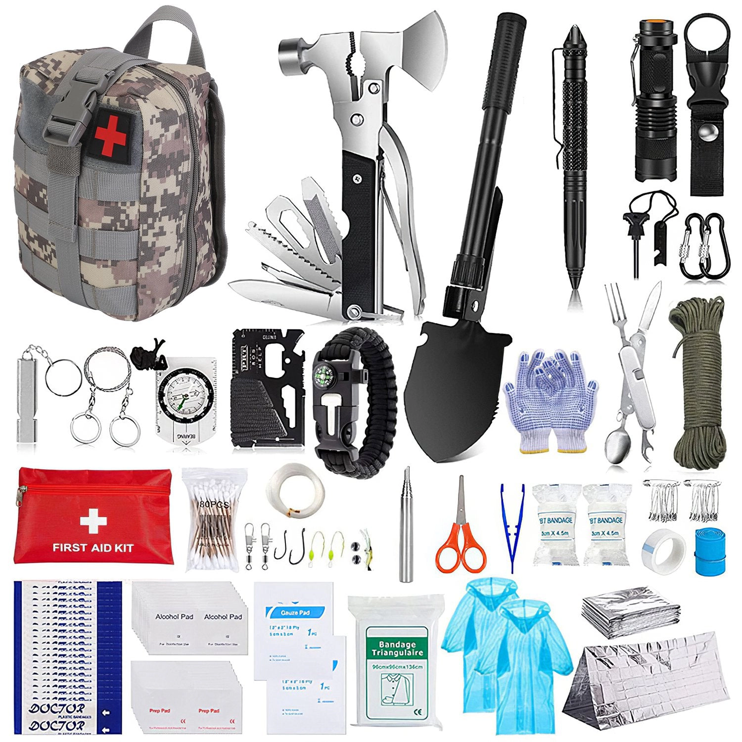 GBruno 125-Piece Survival Kit With First Aid Supplies