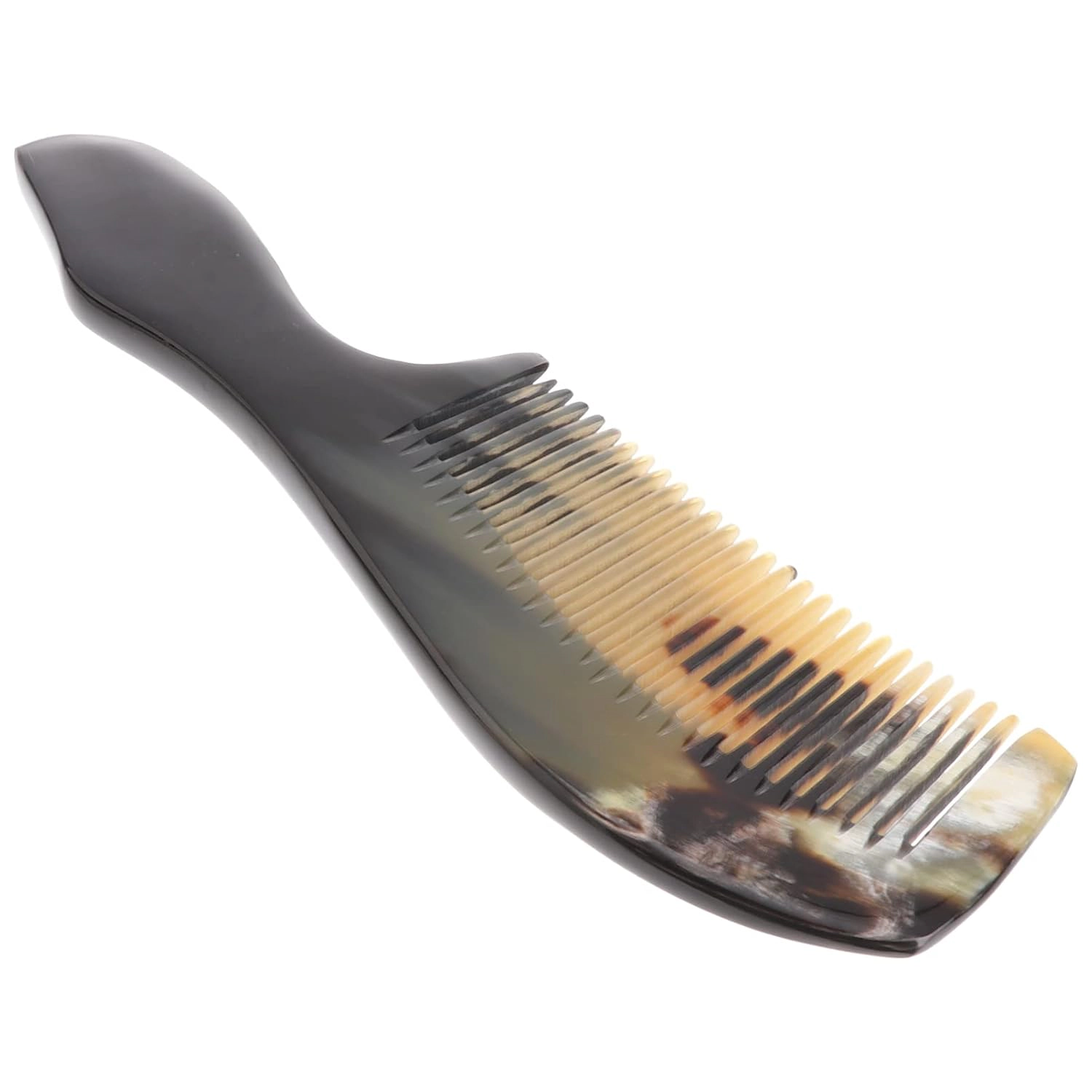 Prism Edge Unisex Horn Fine Tooth Comb with Handle