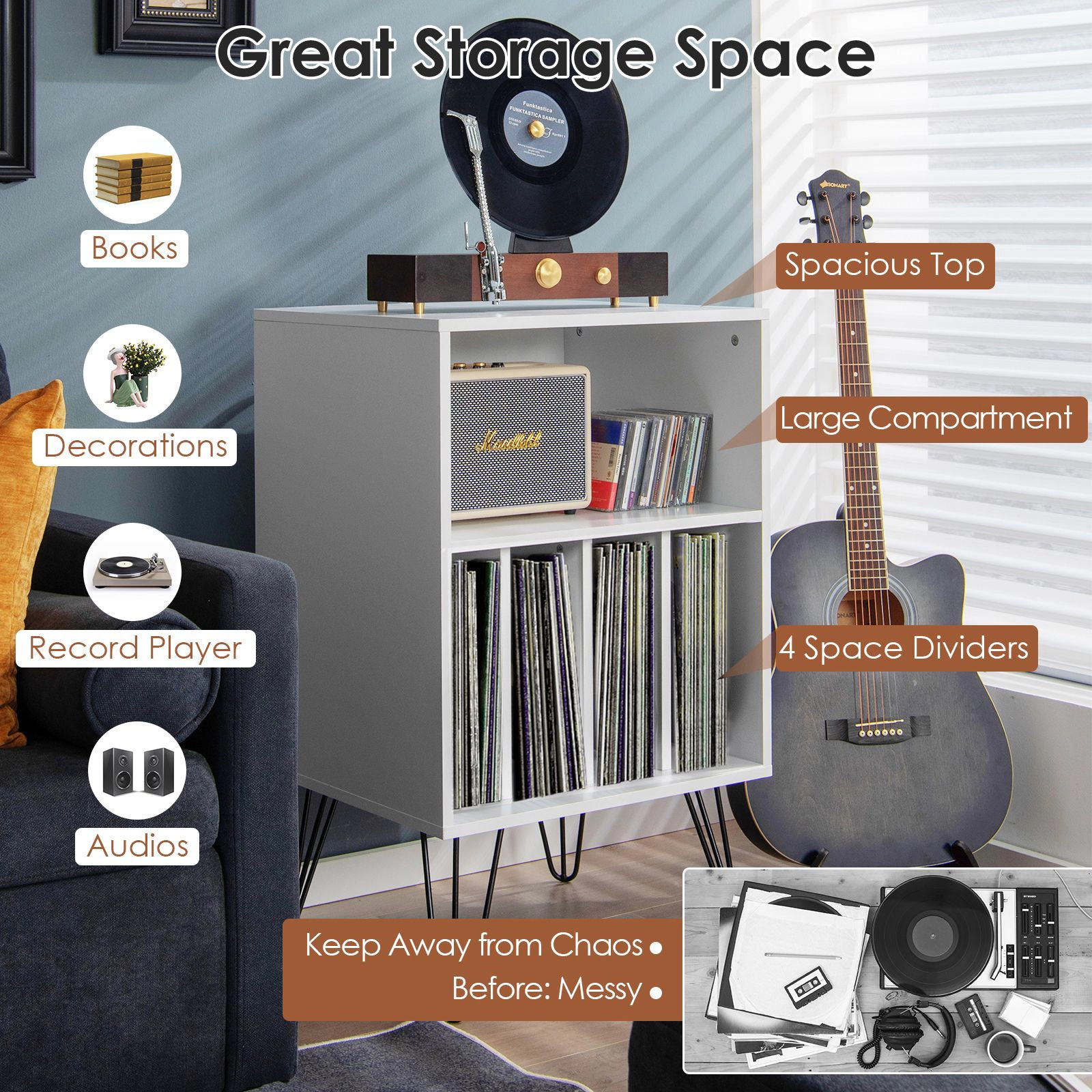SlickBlue File Cabinet with Storage Shelves for Office Bedroom