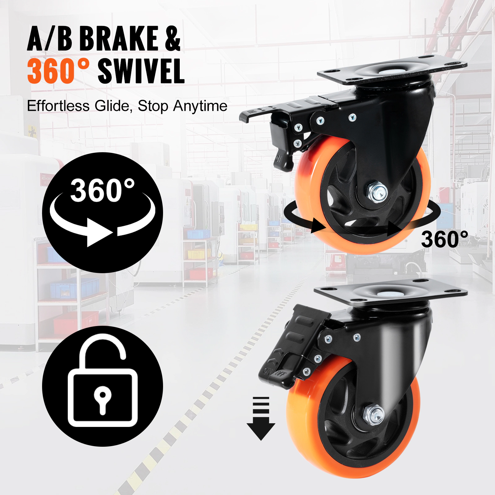 HONGGE Caster Wheels Swivel Plate Casters with Wheels Per Caster Wheels