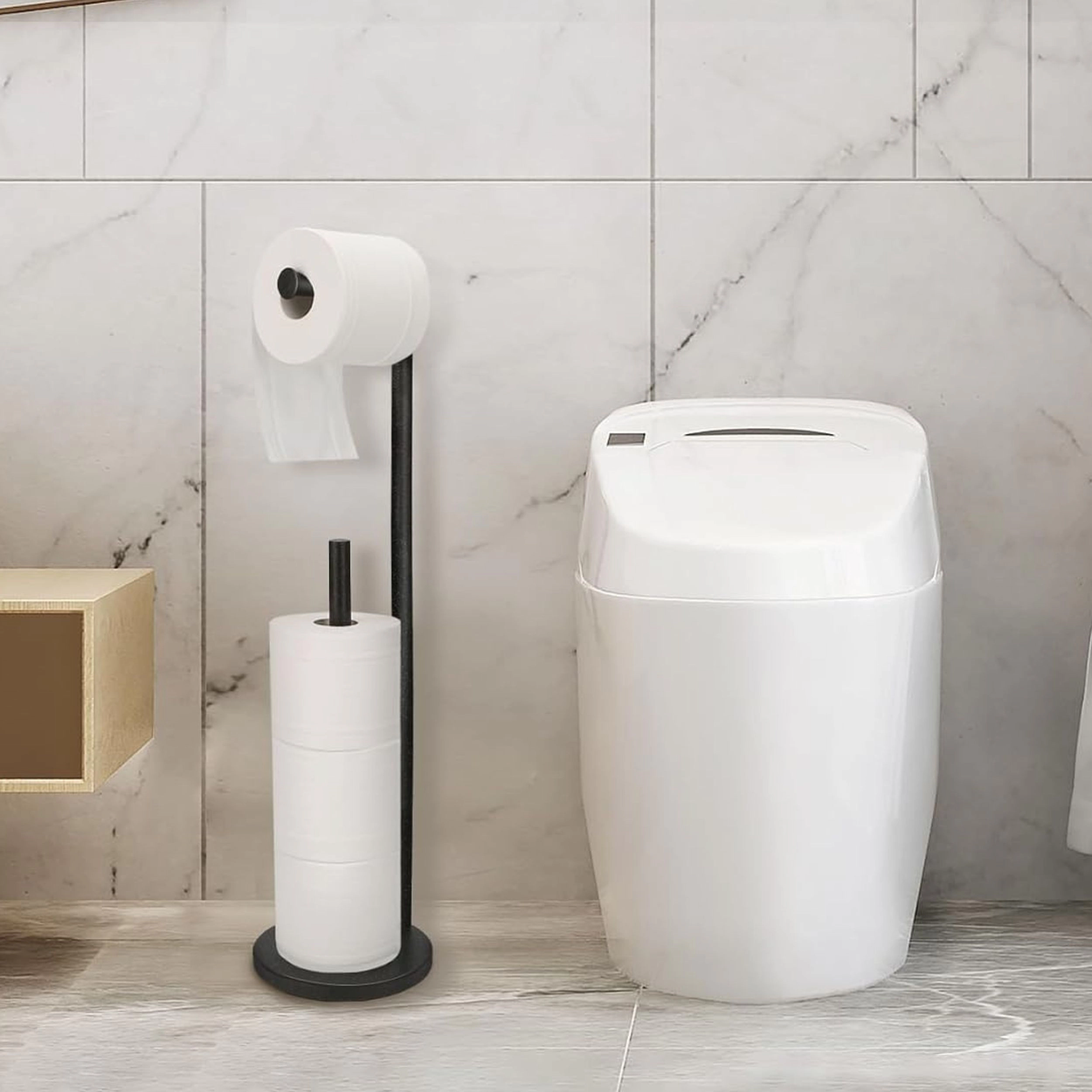 Stock Preferred Freestanding Toilet Paper Holder Stand with Storage for 4 Rolls Rustproof