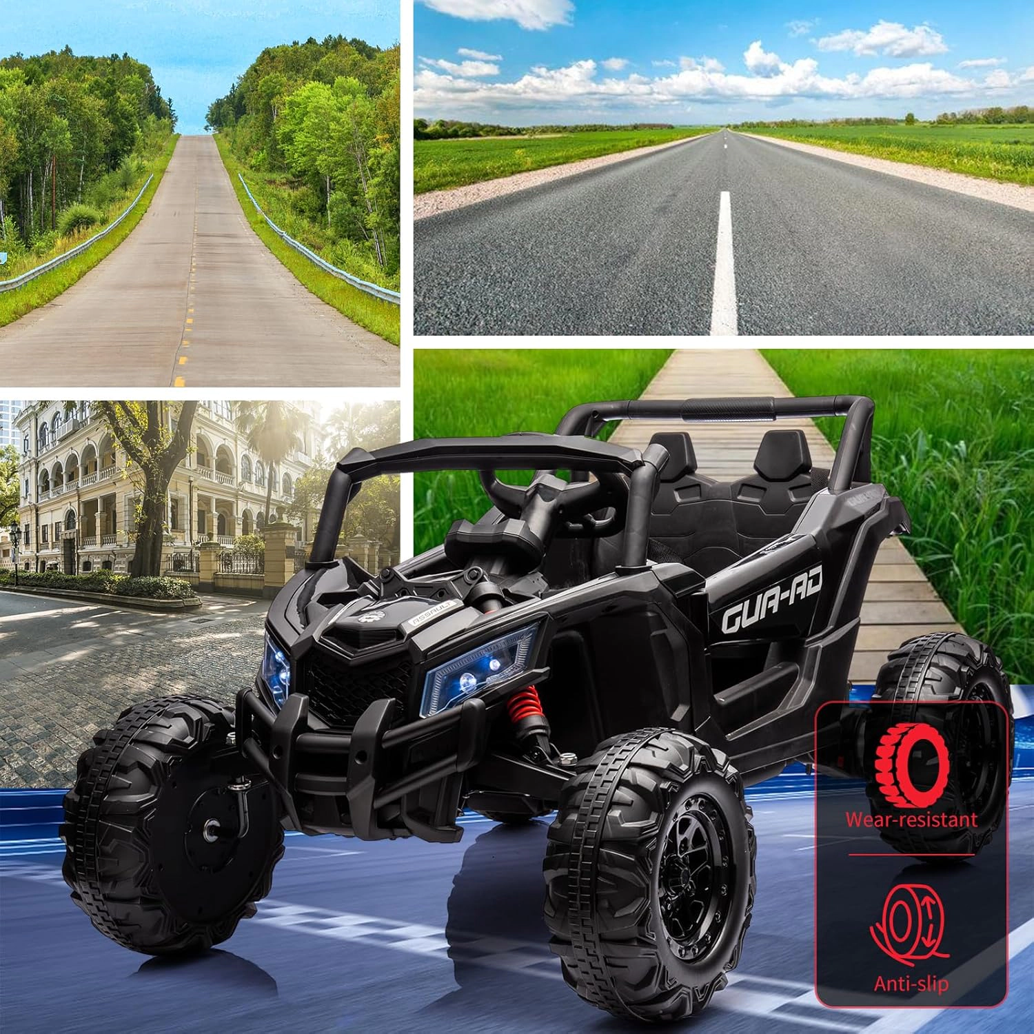 24V 2-Seater Kids Ride On UTV Car, Electric Vehicle w/Remote Control, LED Lights, Music, Suspension, EVA Wheels