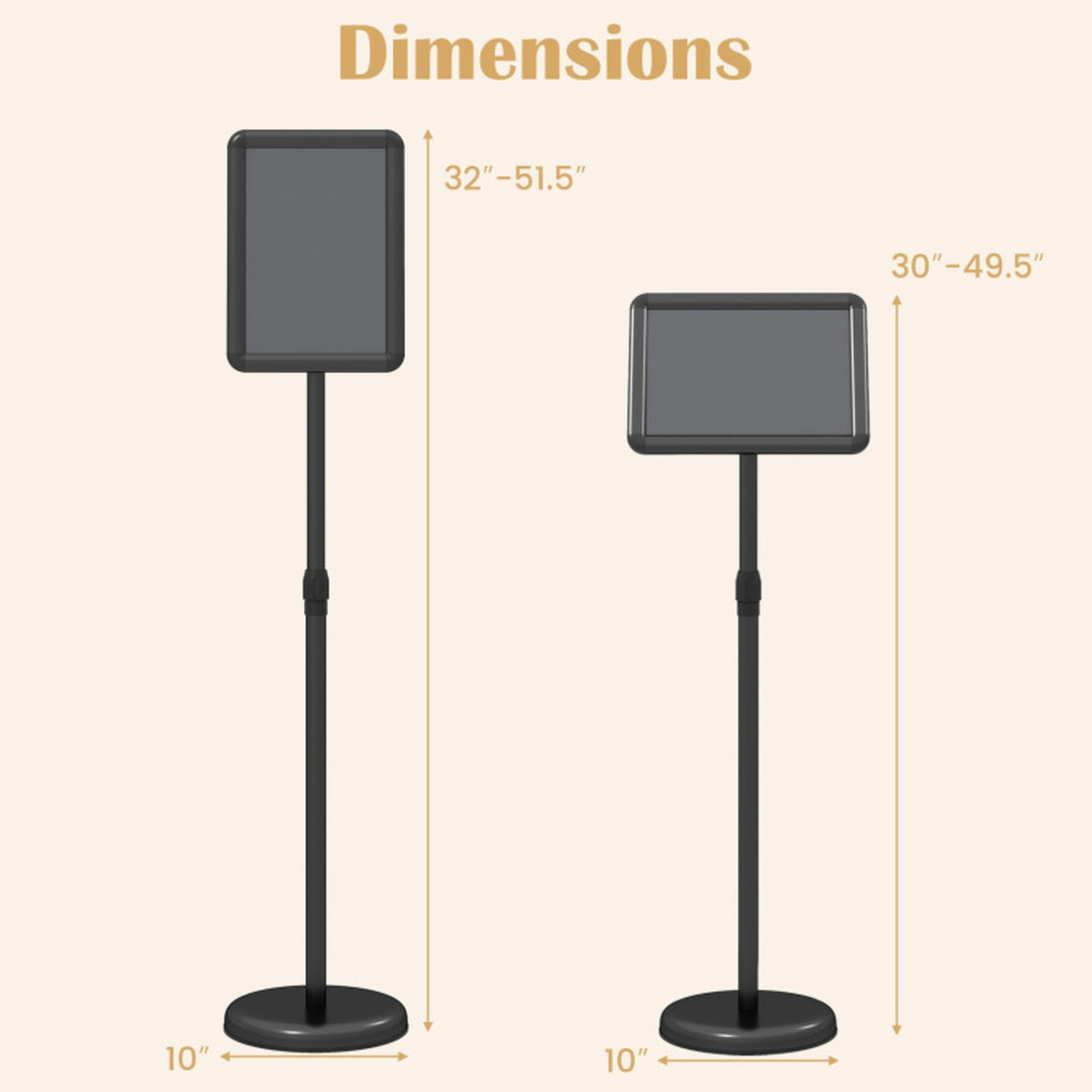 SUGIFT 8.5-in x 11-in Snap-Open Sign Holder Stand with 360-Degree Rotation and Adjustable Height