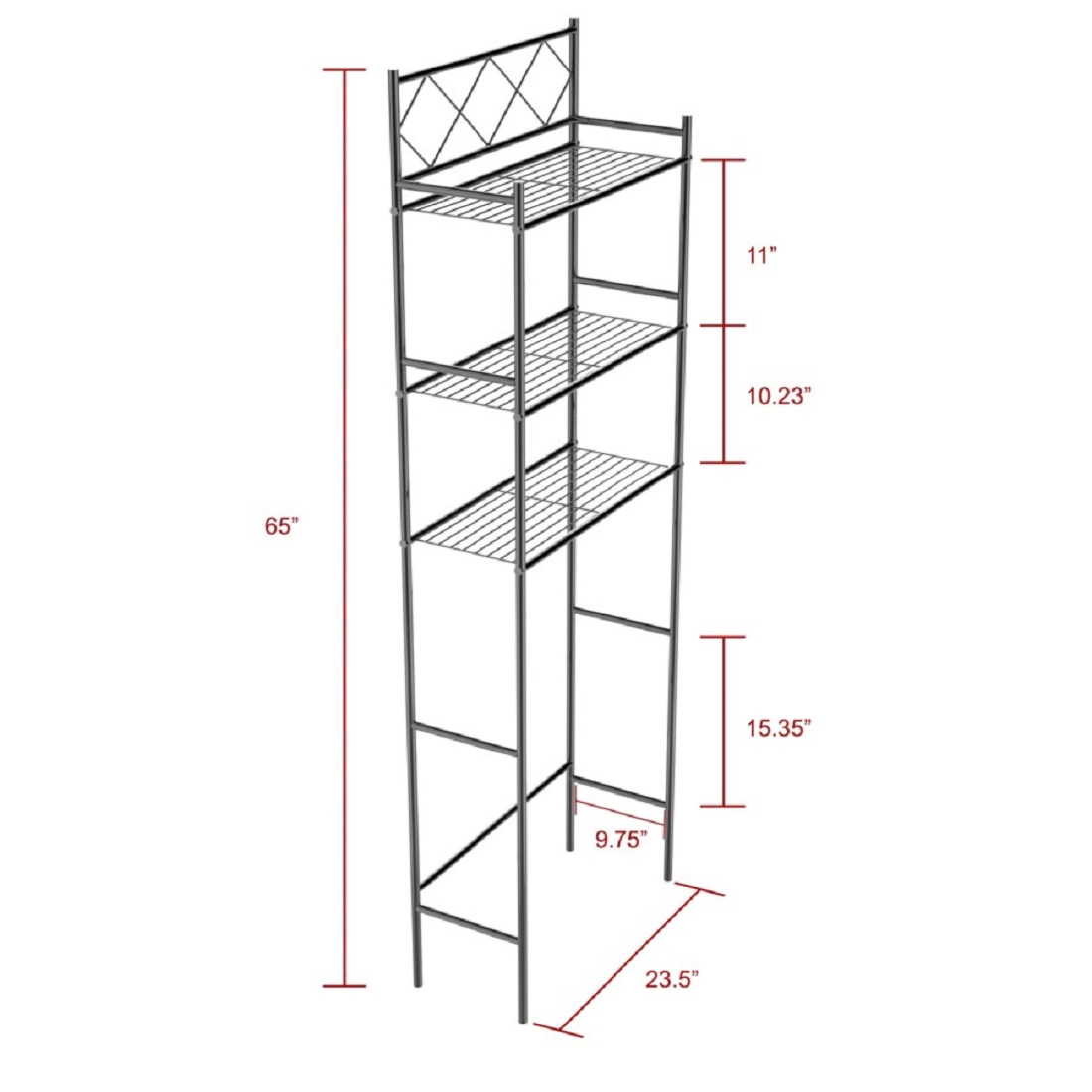 J&V TEXTILES 3-Shelf Metal Bathroom Organizer Over The Toilet, Space Saver