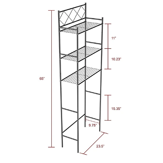 J&V TEXTILES 3-Shelf Metal Bathroom Organizer Over The Toilet, Bathroom Space Saver