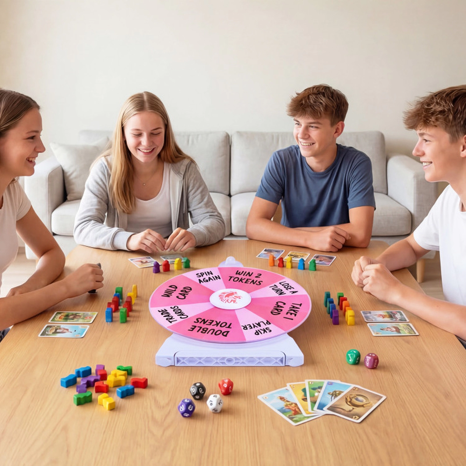 SUGIFT 12-in 14-Slot Wall Mounted Spin Prize Wheel with Swivel Base Wiping Cloth and 2 Blackboard Markers Pink