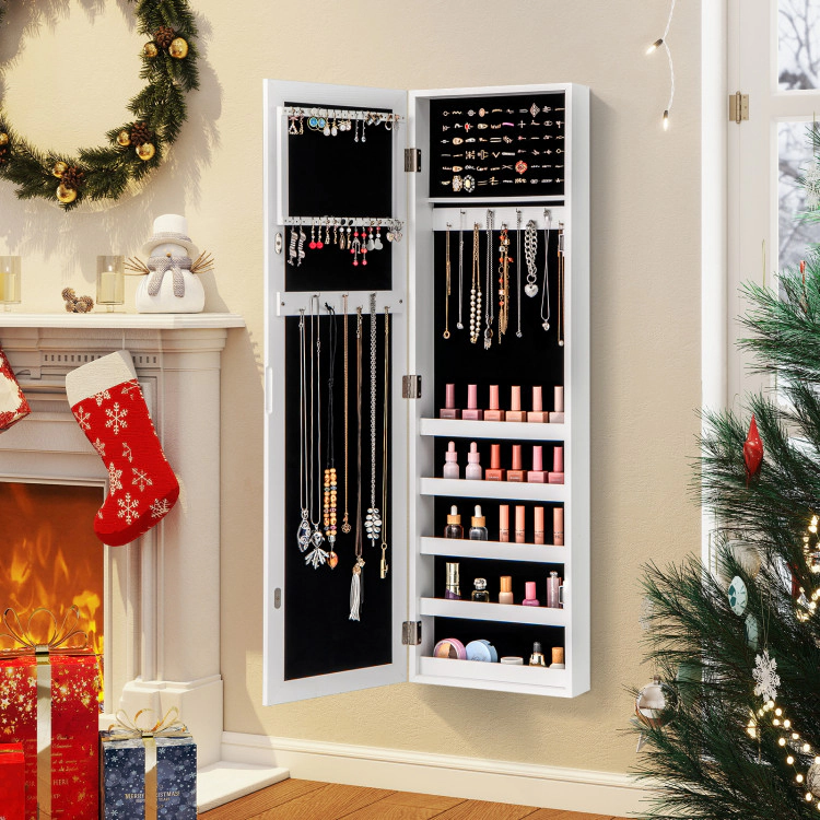 Hivvago Wall Mounted Jewelry Cabinet with Mirror