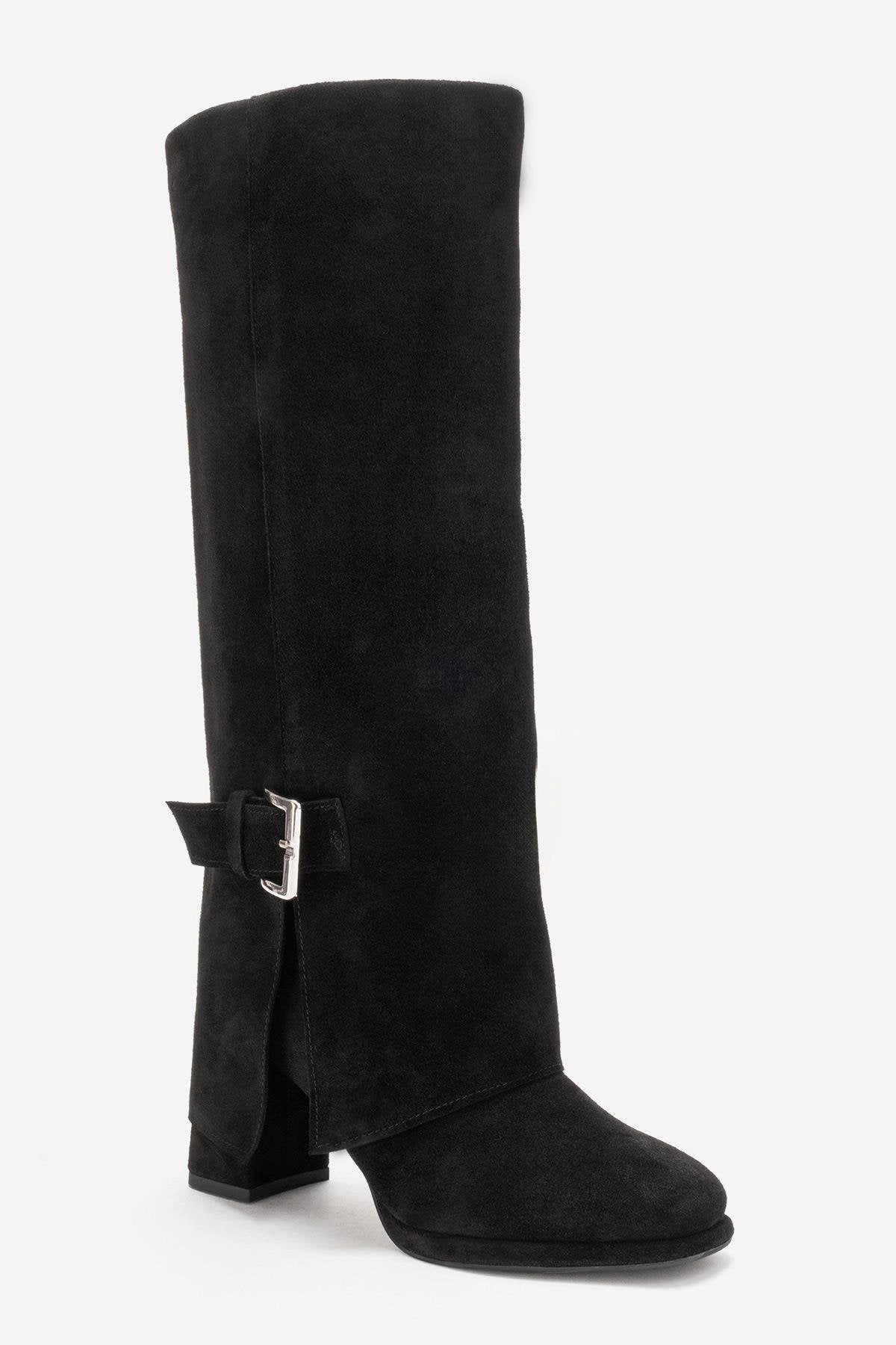 Forever & Always Womens Lojo Leather Block Heel Boot