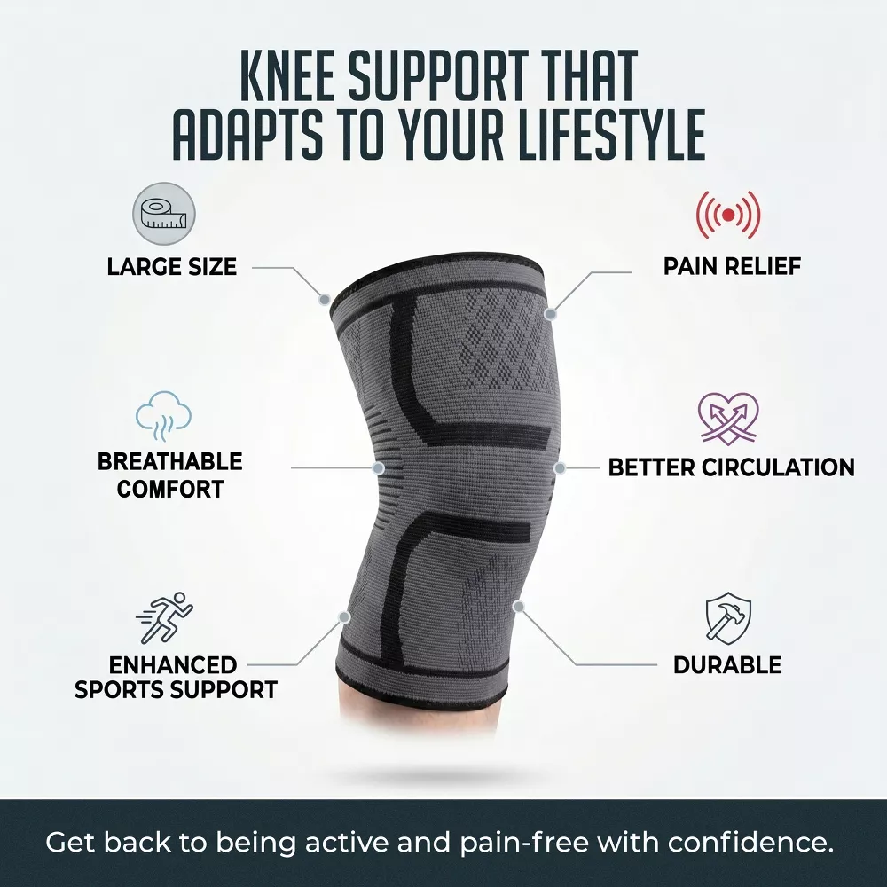Luminuxe Compression Knee Brace 2 Pack Knee Support Sleeves for Running, Arthritis, Breathable Sports Knee Braces Large
