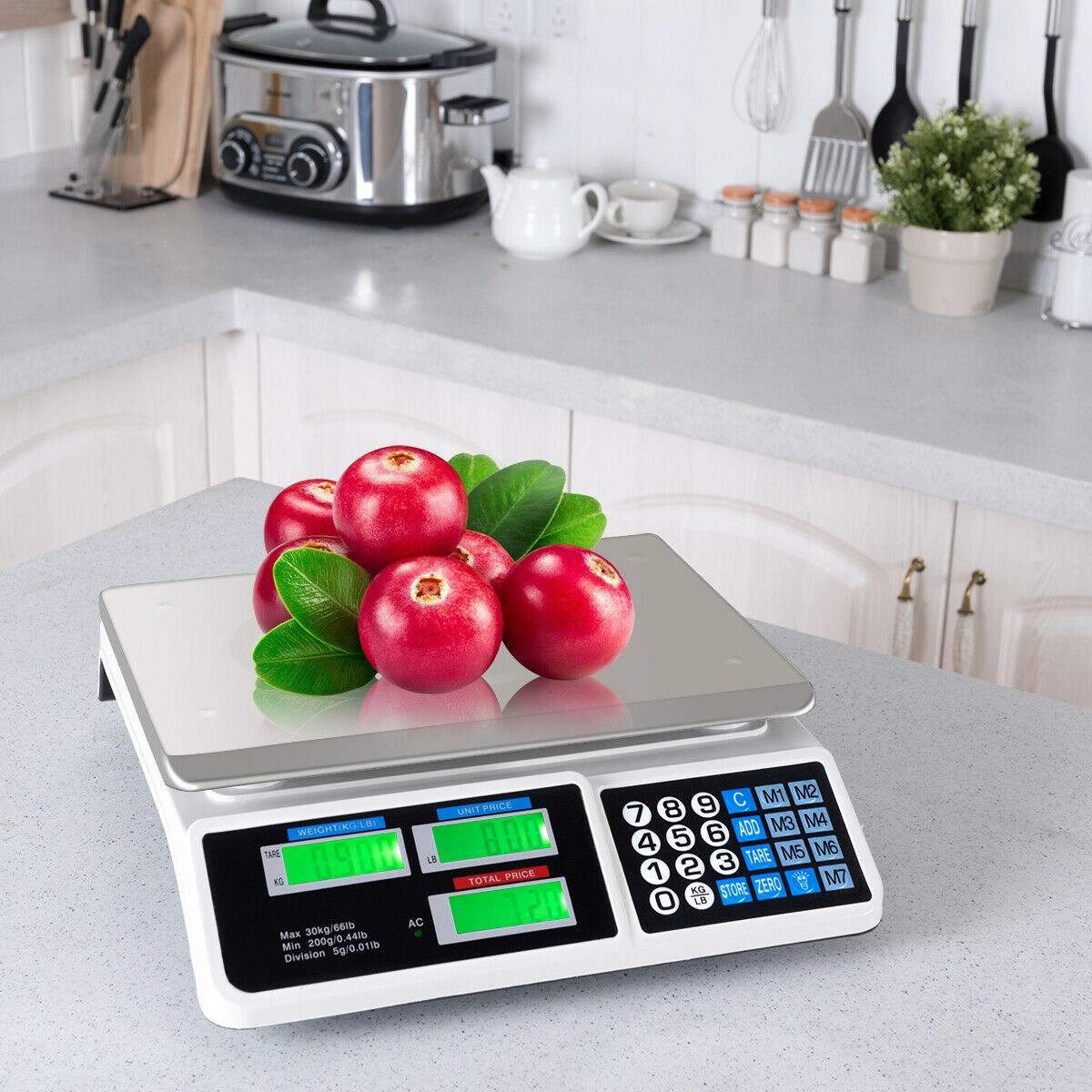 SUGIFT Electronic Price Computing Food Scale 66-lb Capacity 13.5-in Platform with Dual LCD Screens Steel ABS Housing