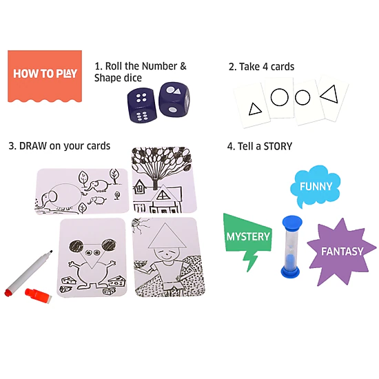 Chalk & Chuckles Shape Your Story Dice Game - 1-8 Players