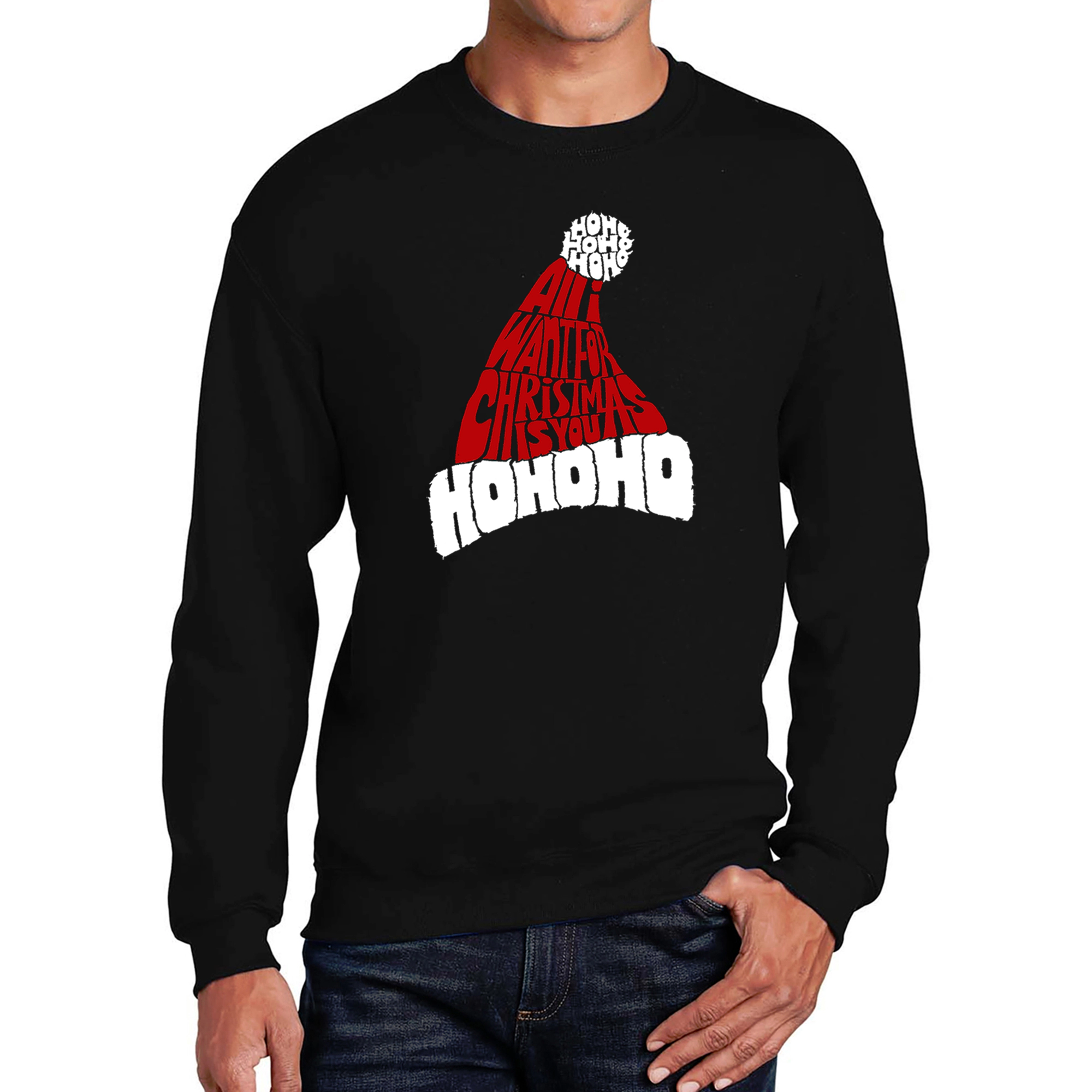 LA Pop Art All I Want For Christmas Is You - Men's Word Crew Sweatshirt