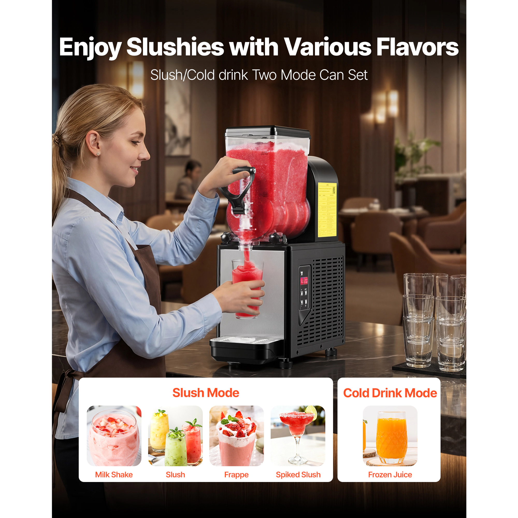 HONGGE Slushie Machine, Commercial Slushy Maker, Frozen Drink Maker with Self-Cleaning