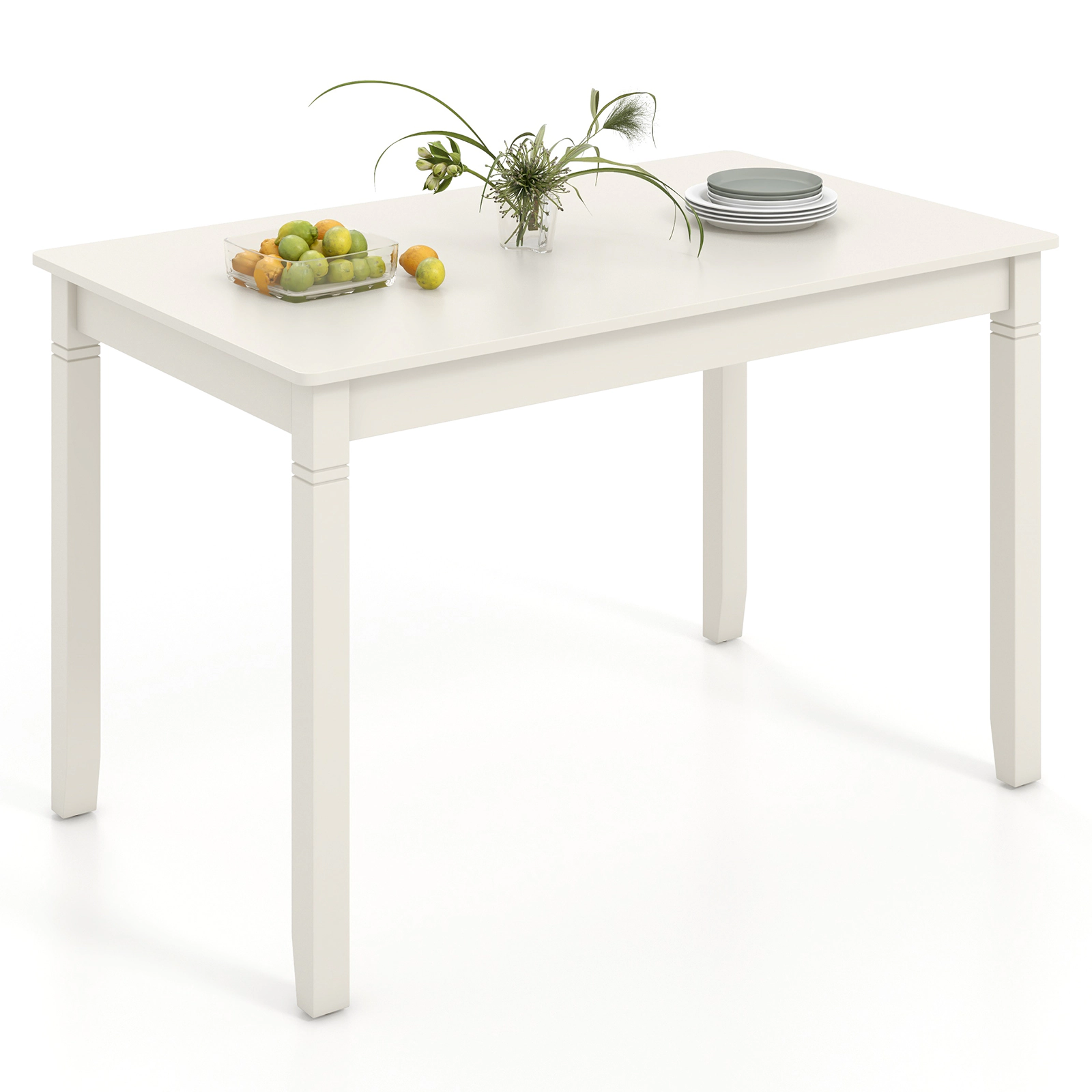 LJG 48-Inch Wooden Dining Table for 4 People Rectangular Kitchen Table with Rubber Wood Legs