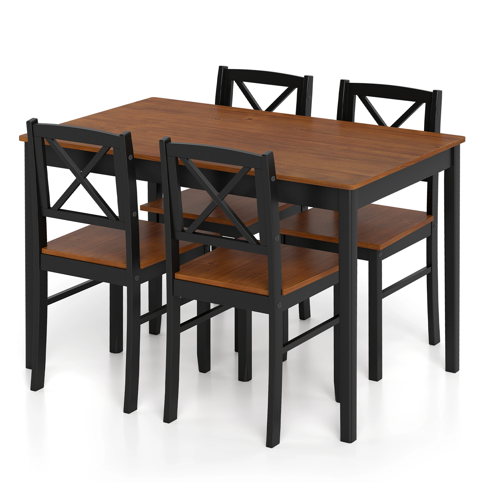LJG 5 Piece Dining Table Set with Rectangular Kitchen Table and 4 Chairs for 4 People