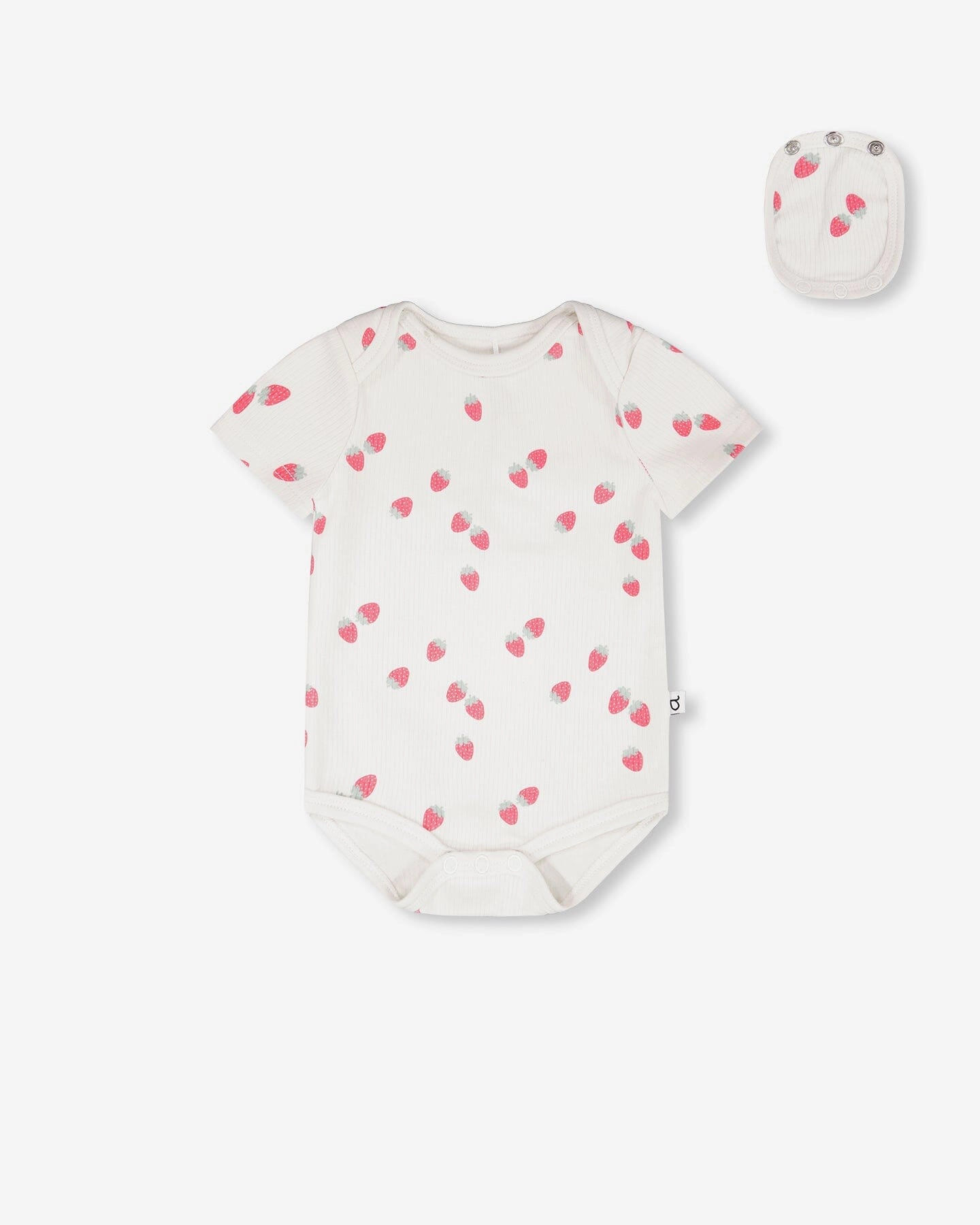 Deux par Deux Girls Evolutive Cotton Rib Jersey Onesie Printed Strawberries
