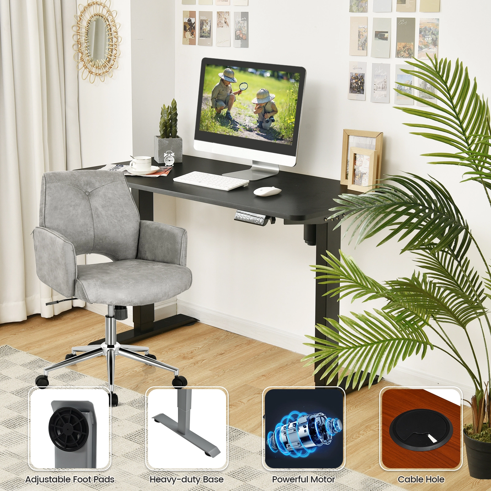 LJG Electric Height Adjustable Standing Desk with Memory Controller