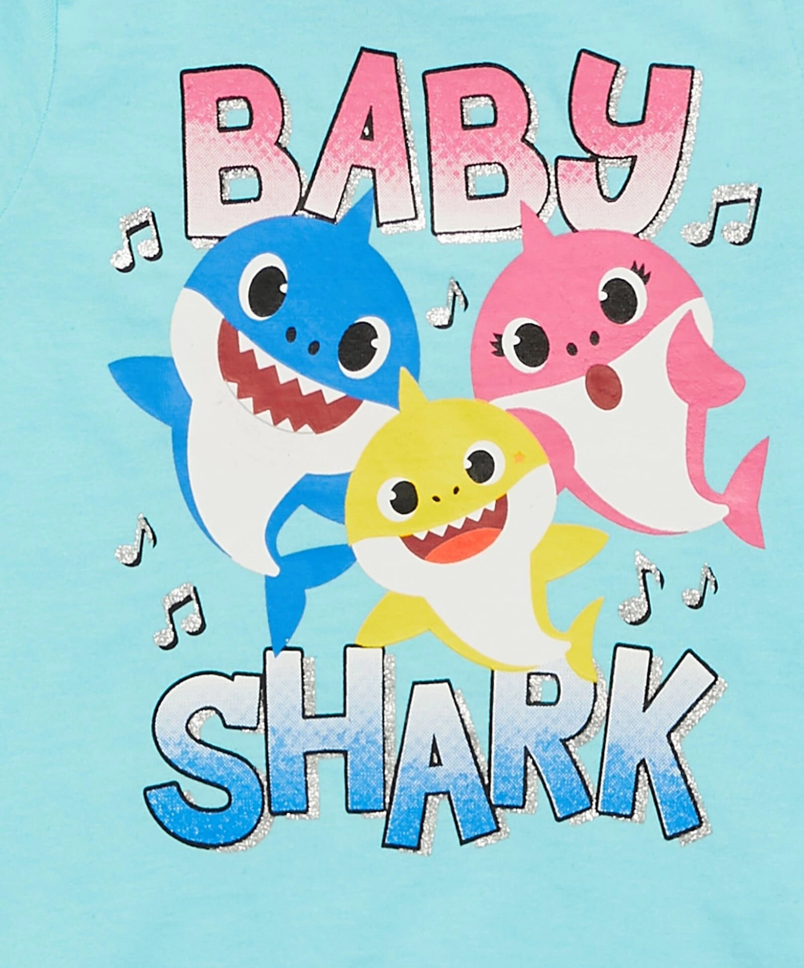 Pinkfong Baby Shark Girls' 3-Pack Glitter T-Shirts