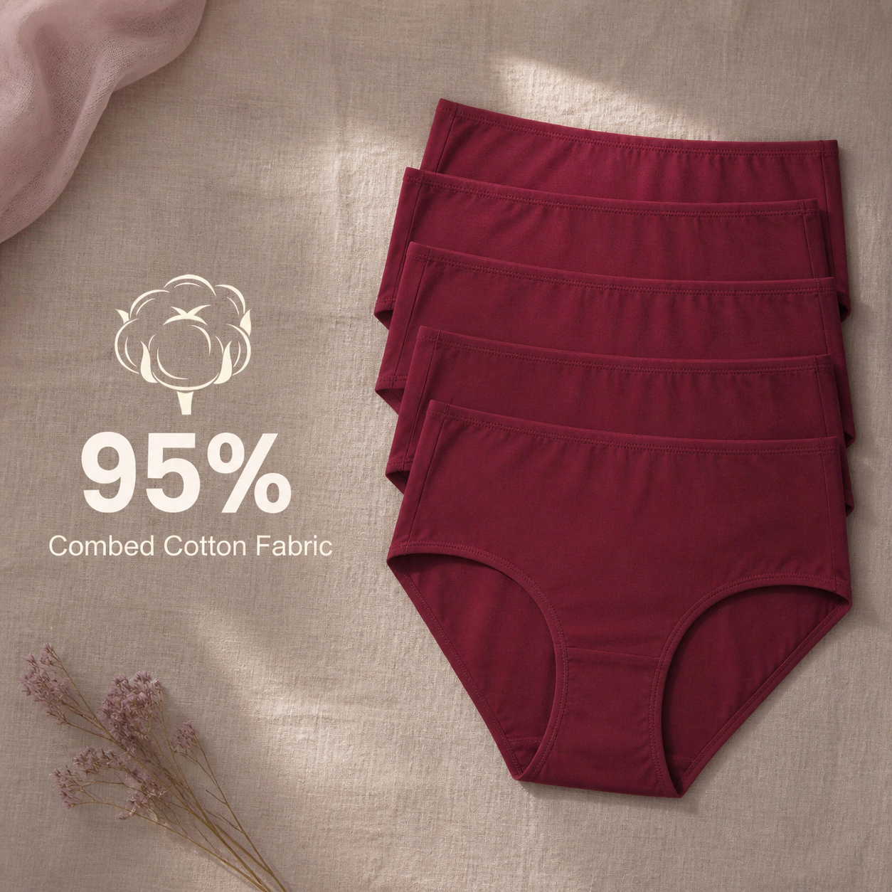 WZK Womens 5-Pack High Waisted Soft Cotton Underwear