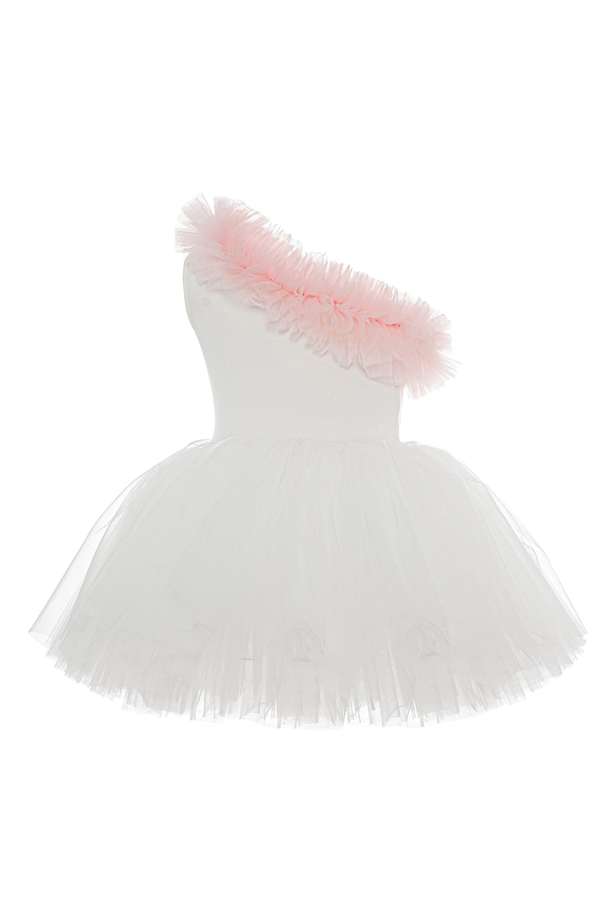 Mini Celebrities Girls Pink Ruffle One Shoulder Tutu Dress