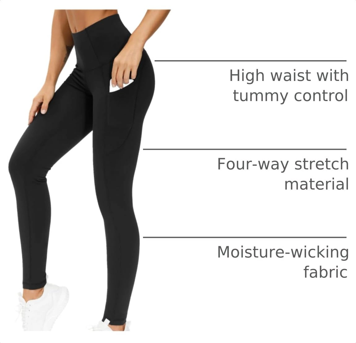 PIGFDK Women's Thick High Waist Yoga Leggings With Pockets Workout Compression Pants