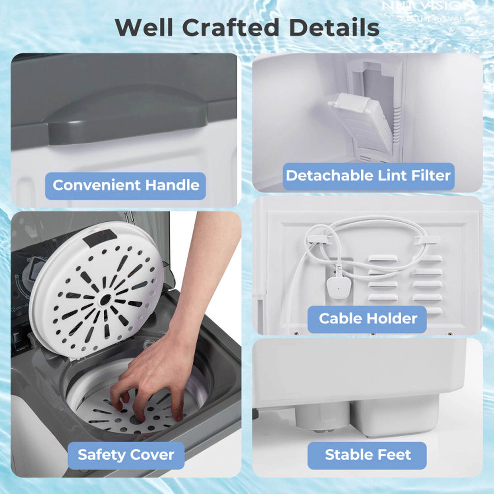SUGIFT Gray Twin Tub Portable Washing Machine with Drain Pump and 12-lb Washer 25-in W 15.5-in D 29-in H