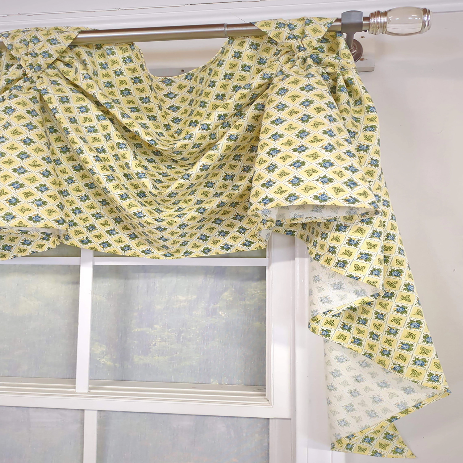 RLF Home Little Treasure 3-S Victory 100% Cotton Tab Top Swag Window Curtain 54" x 25" Yellow