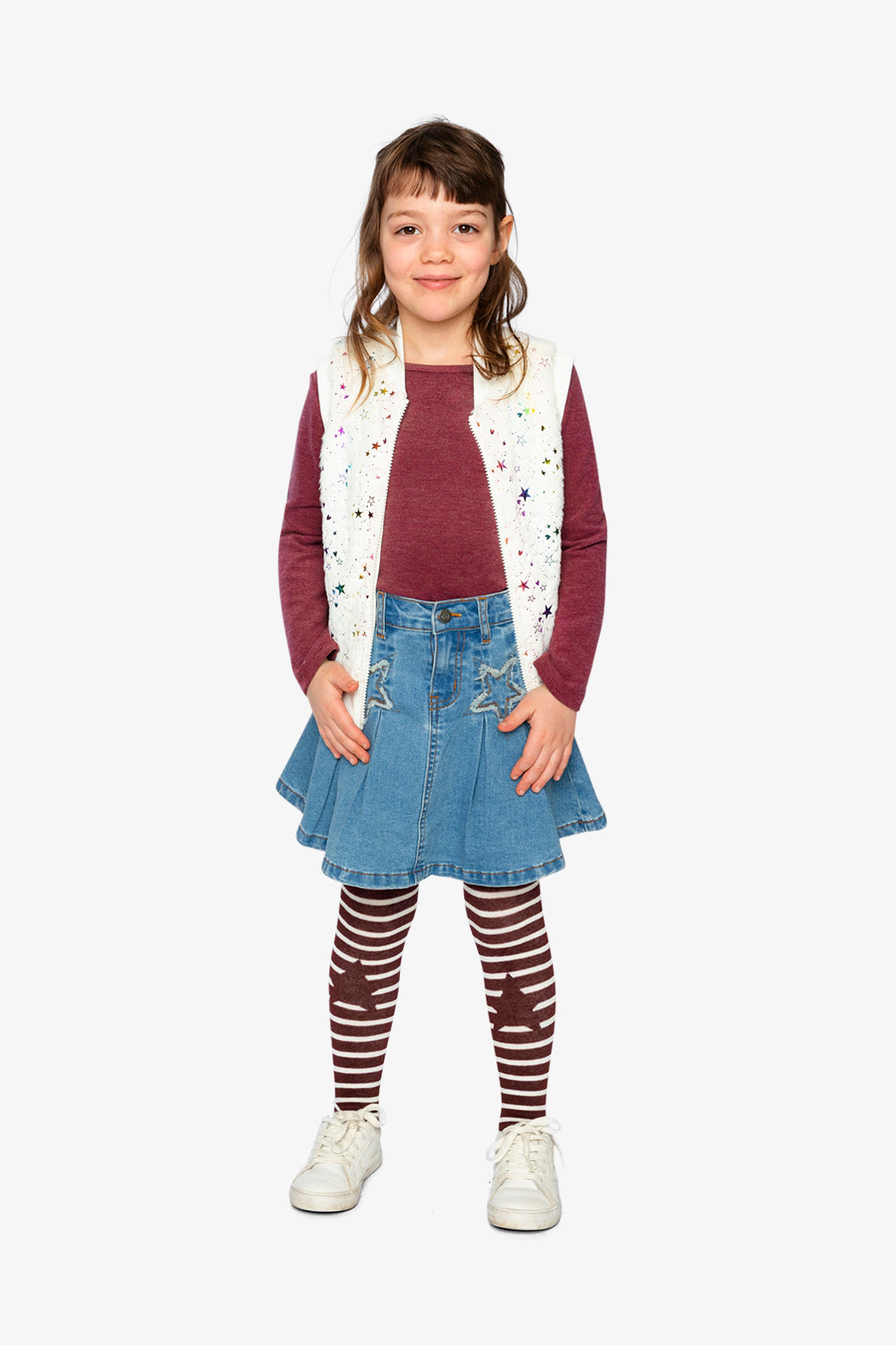 Deux par Girls Star Pattern Faux Fur Sleeveless Vest