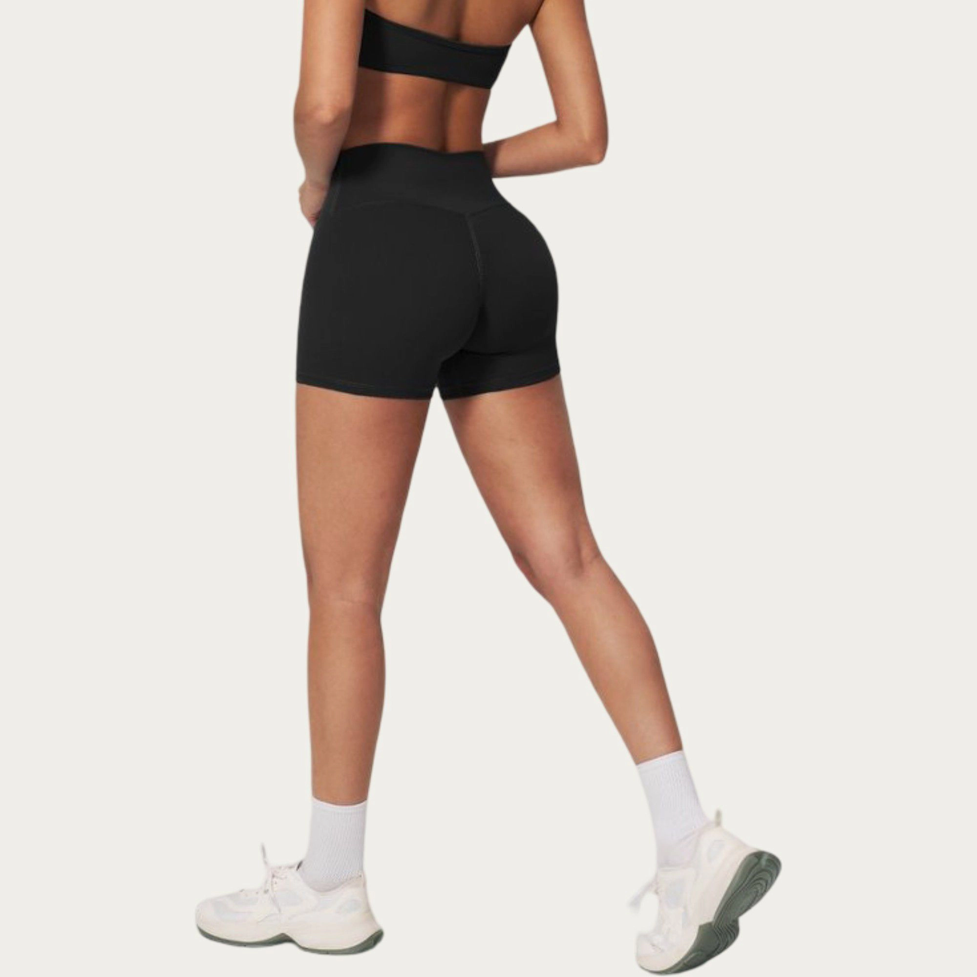 Anna-Kaci Women's High Waist Mini Biker Shorts with Smooth Stretch Fabric and Seam Detail