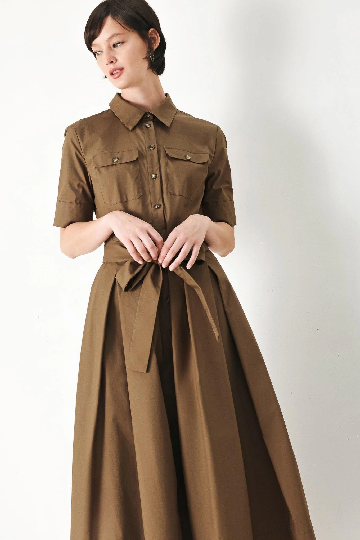 TRUEDAMES Women Desert Icon Woven Midi Shirt Dress